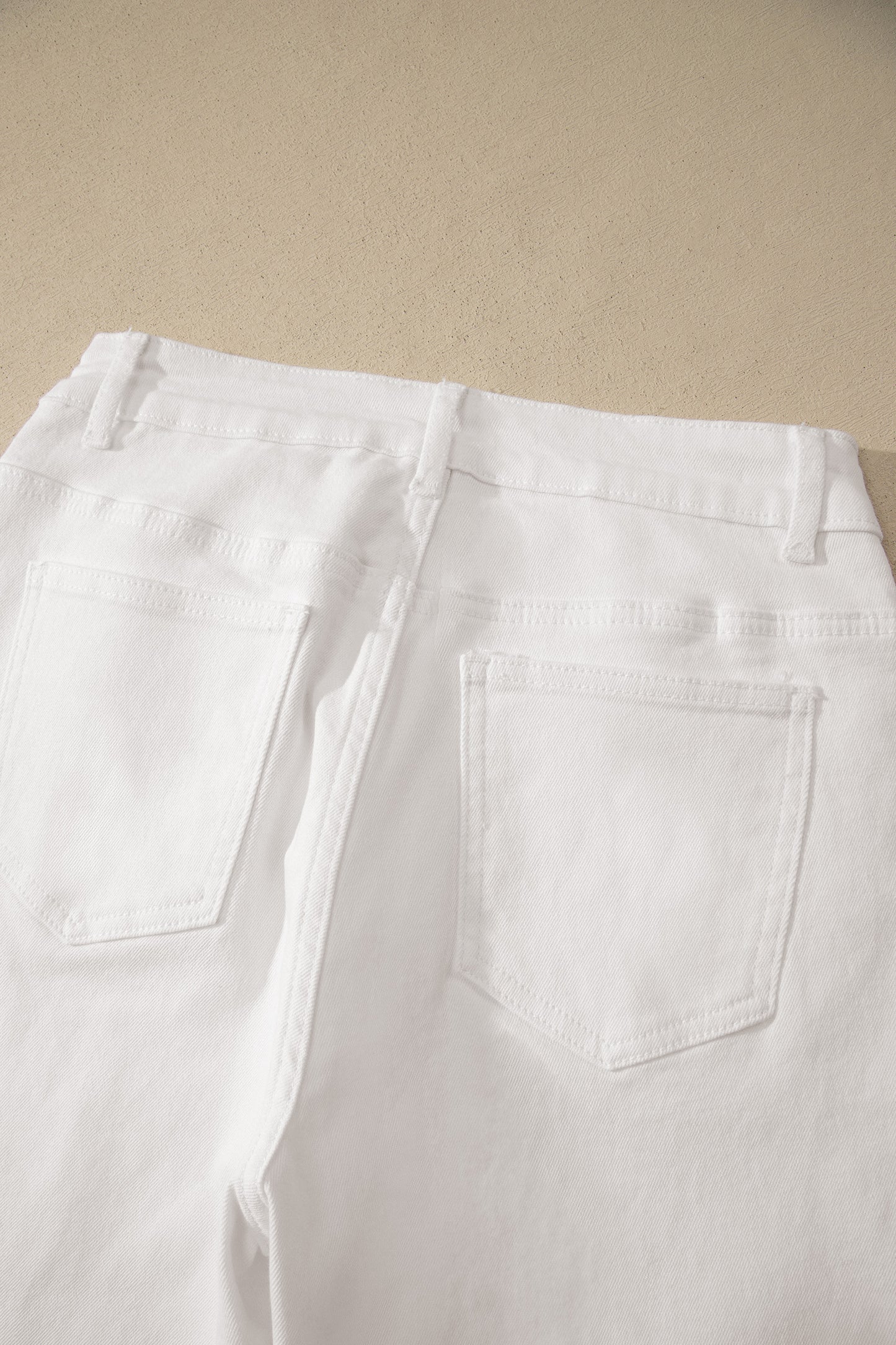 White Solid Color Rolled Cuffs Denim Bermuda Shorts-Bottoms/Denim Shorts-[Adult]-[Female]-2022 Online Blue Zone Planet
