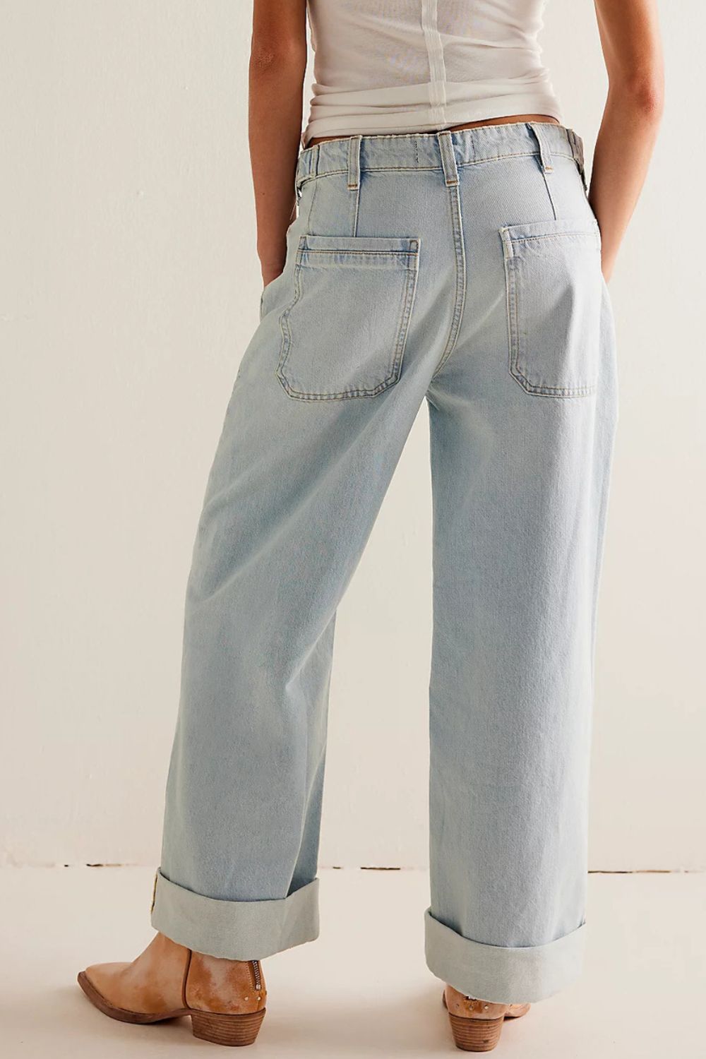 Washed Wide Leg Jeans with Pockets-BOTTOMS-[Adult]-[Female]-2022 Online Blue Zone Planet