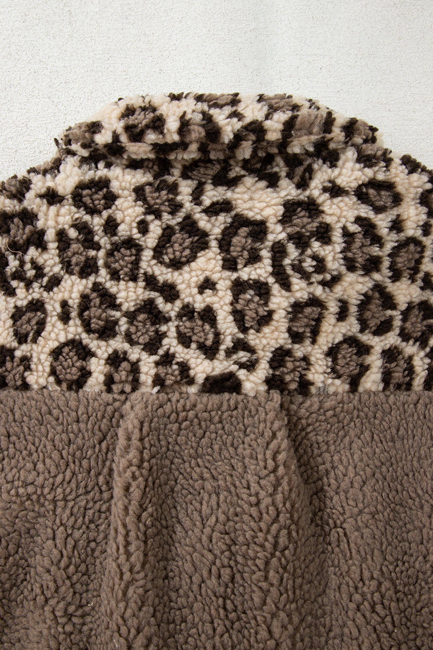 Brown Sherpa Leopard Print Flap Pocket Collared Button Up Jacket-Outerwear/Jackets-[Adult]-[Female]-2022 Online Blue Zone Planet