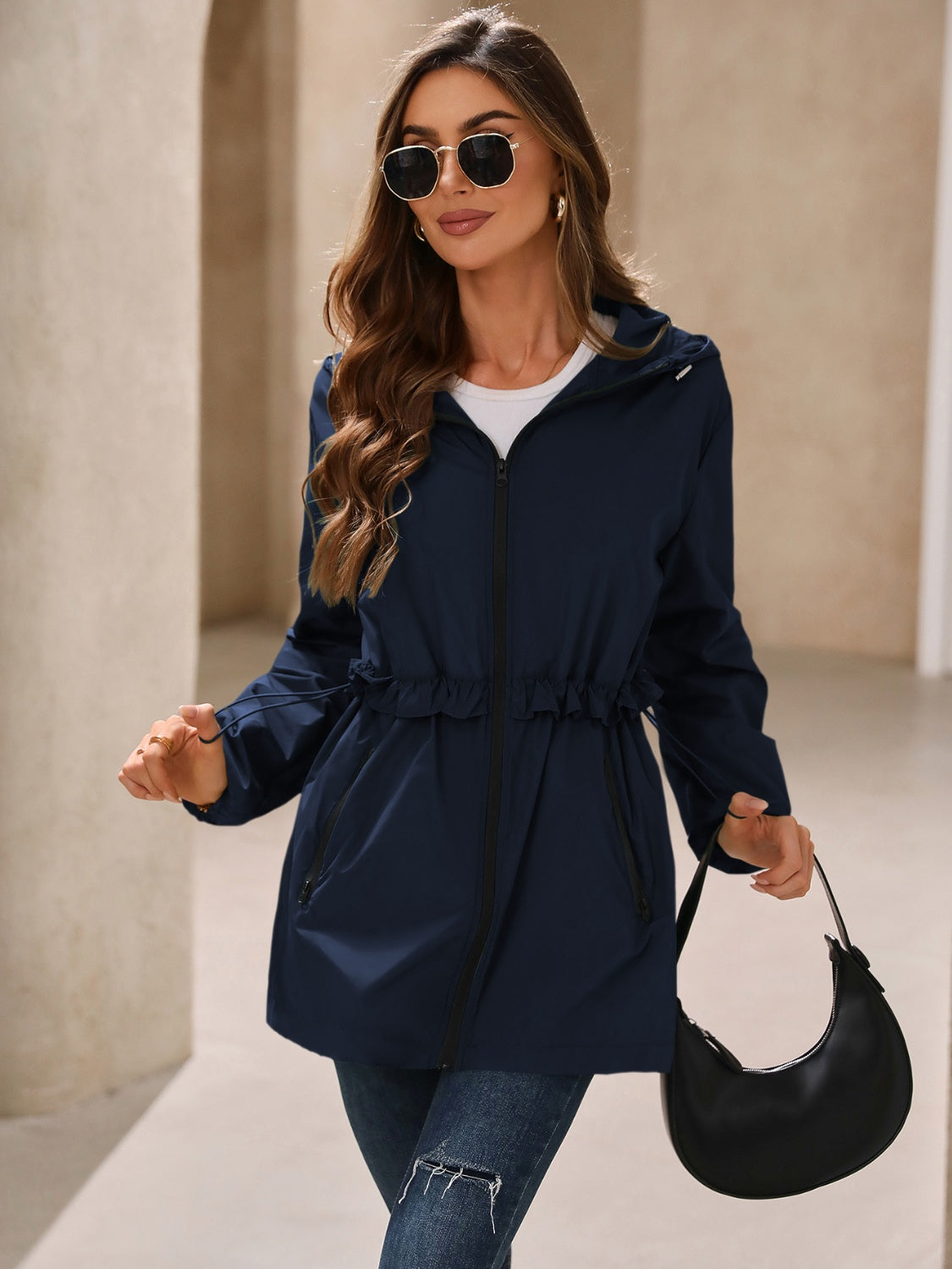 Zip Up Long Sleeve Hooded Jacket-TOPS / DRESSES-[Adult]-[Female]-2022 Online Blue Zone Planet