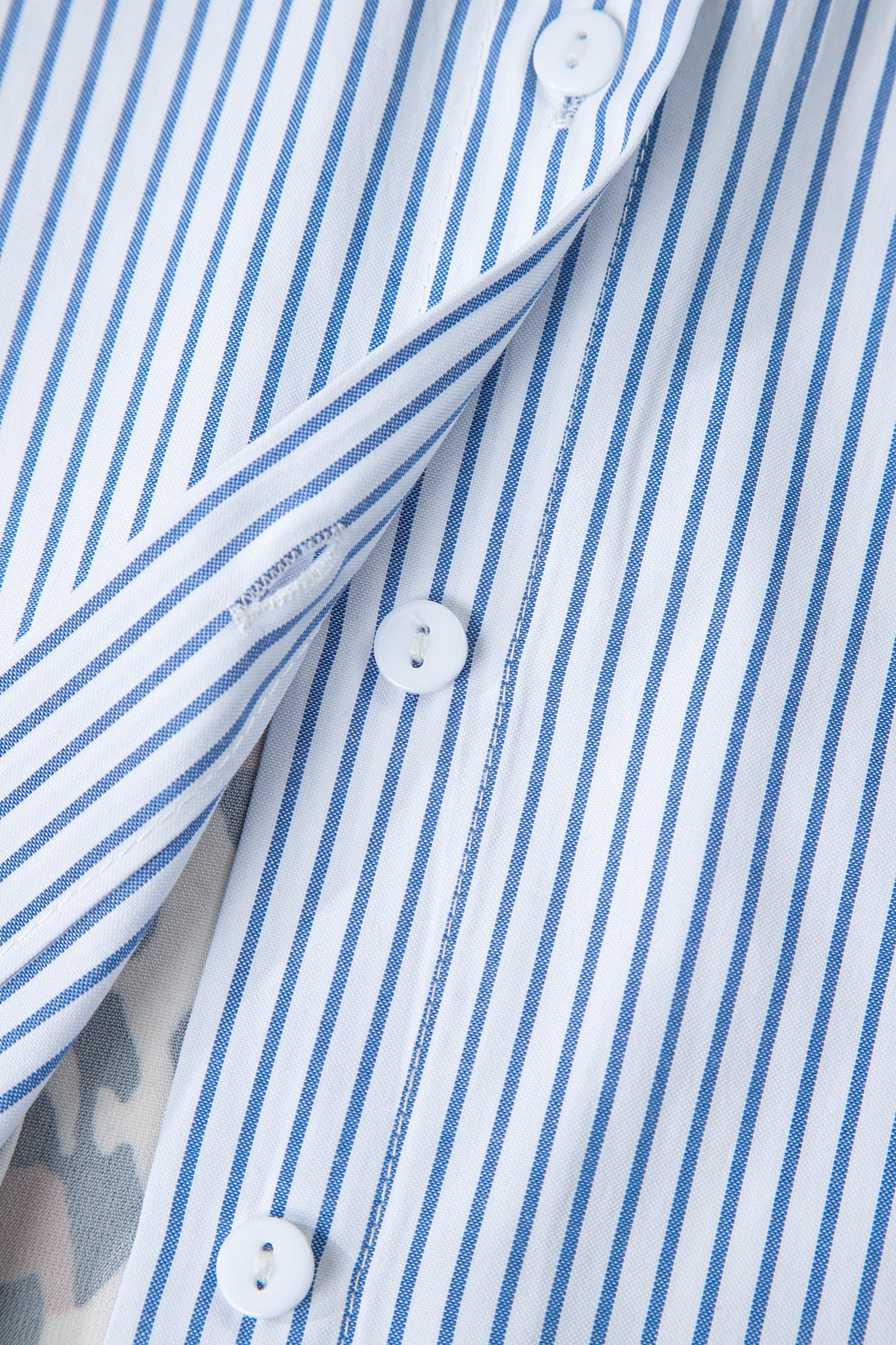 Sky Blue Stripe Colorblock Leopard Patchwork Chest Pocket Cuffed Sleeve Shirt-Tops/Blouses & Shirts-[Adult]-[Female]-2022 Online Blue Zone Planet