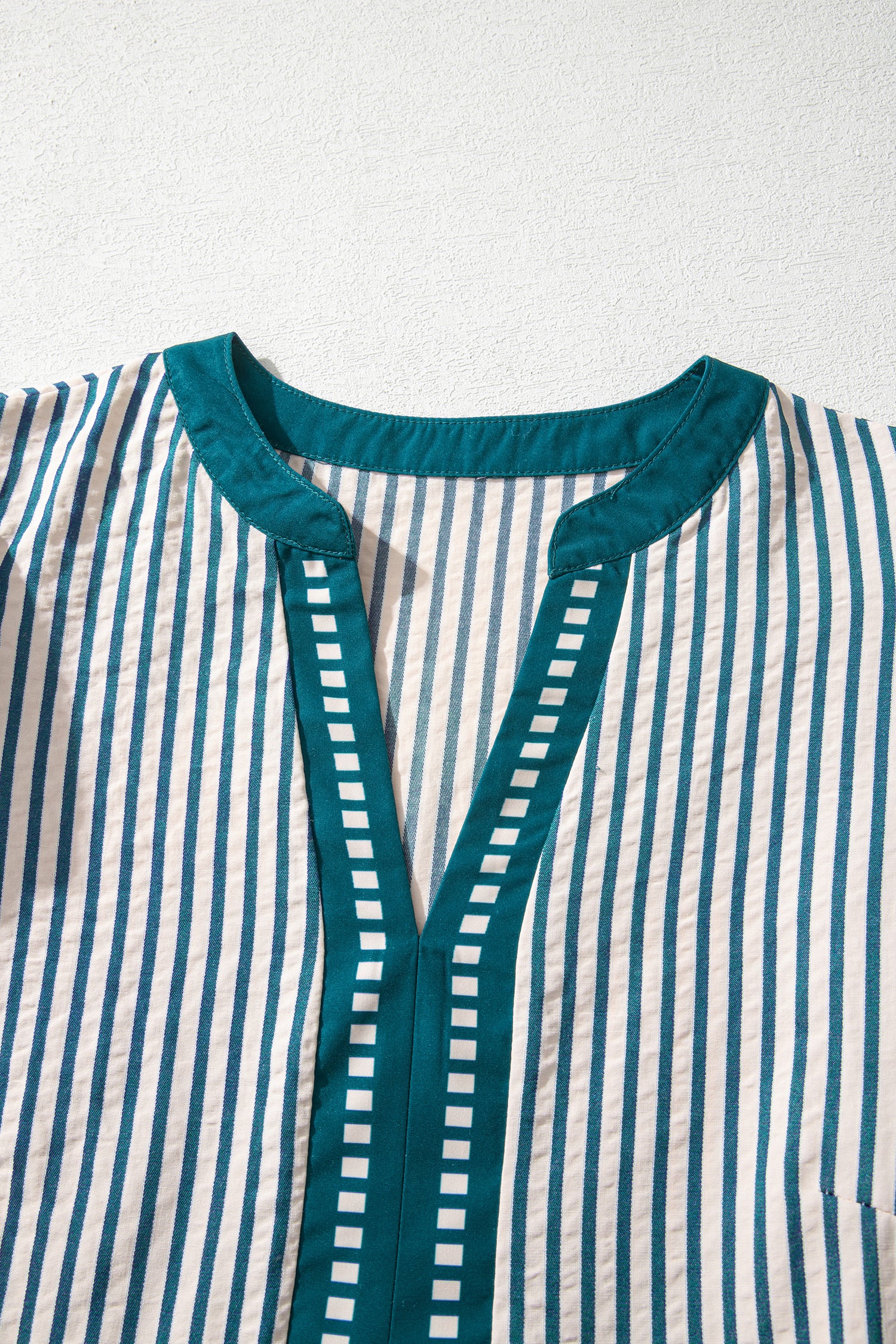 Green Stripe Double Ruffled Short Sleeve Contrast Trim V Neck Midi Dress-TOPS / DRESSES-[Adult]-[Female]-2022 Online Blue Zone Planet