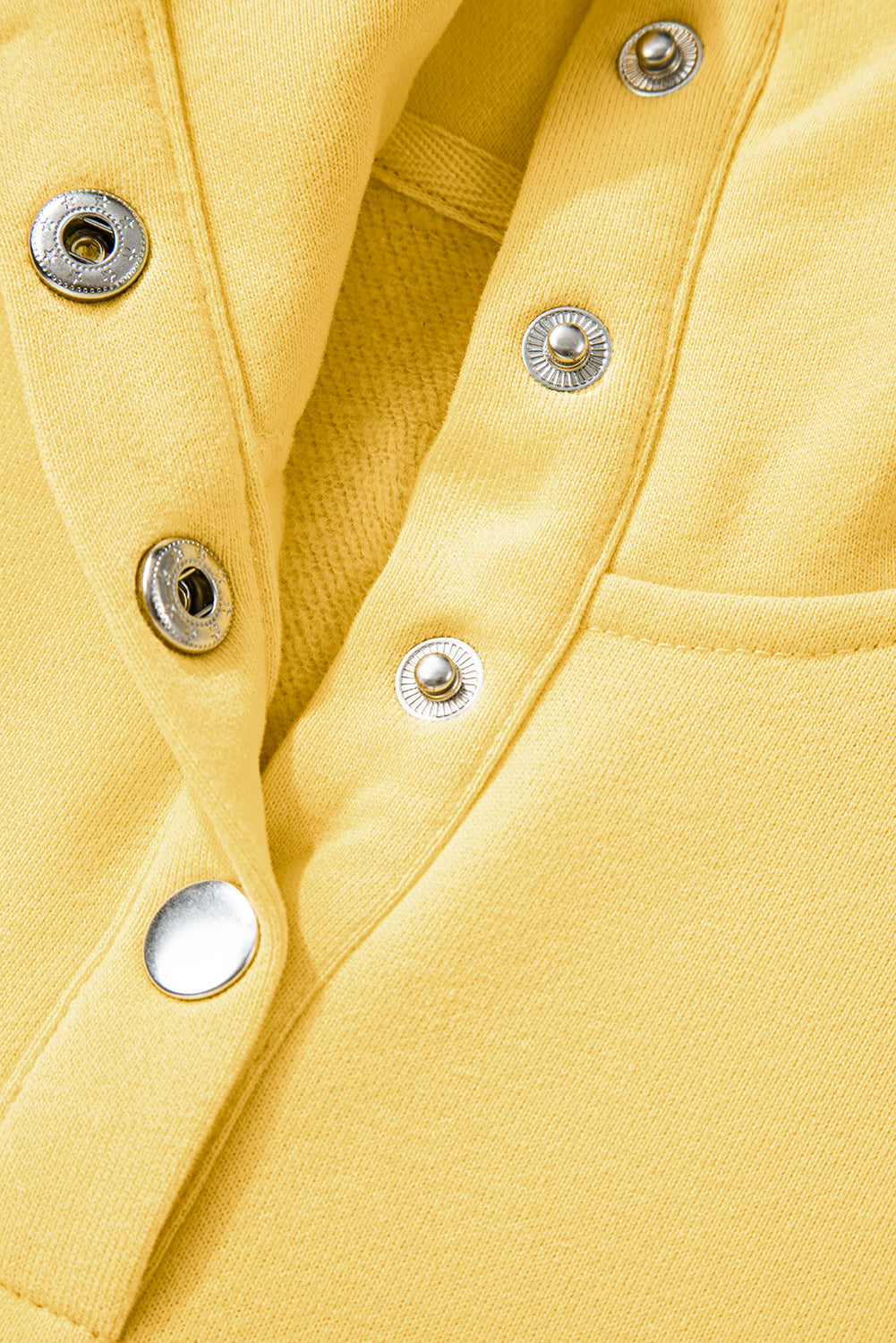 Yellow Cream Embroidered Flower Patchwork Snap Buttons Pullover Sweatshirt-Tops/Sweatshirts & Hoodies-[Adult]-[Female]-2022 Online Blue Zone Planet