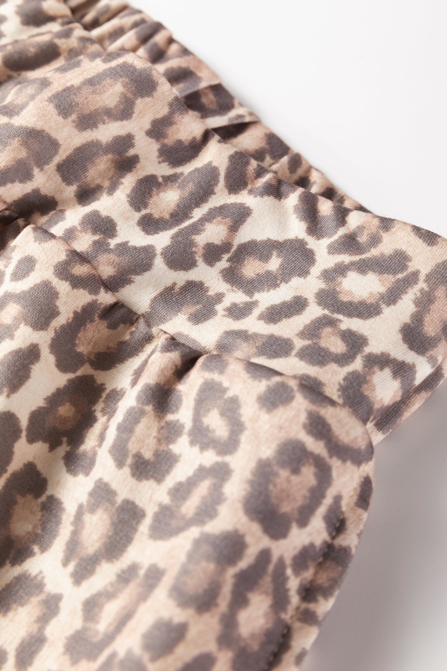 Light French Beige Leopard Print V Neck Pullover Mini Skirt 2pcs Set-Two Piece Sets/Two Piece Dresses-[Adult]-[Female]-2022 Online Blue Zone Planet