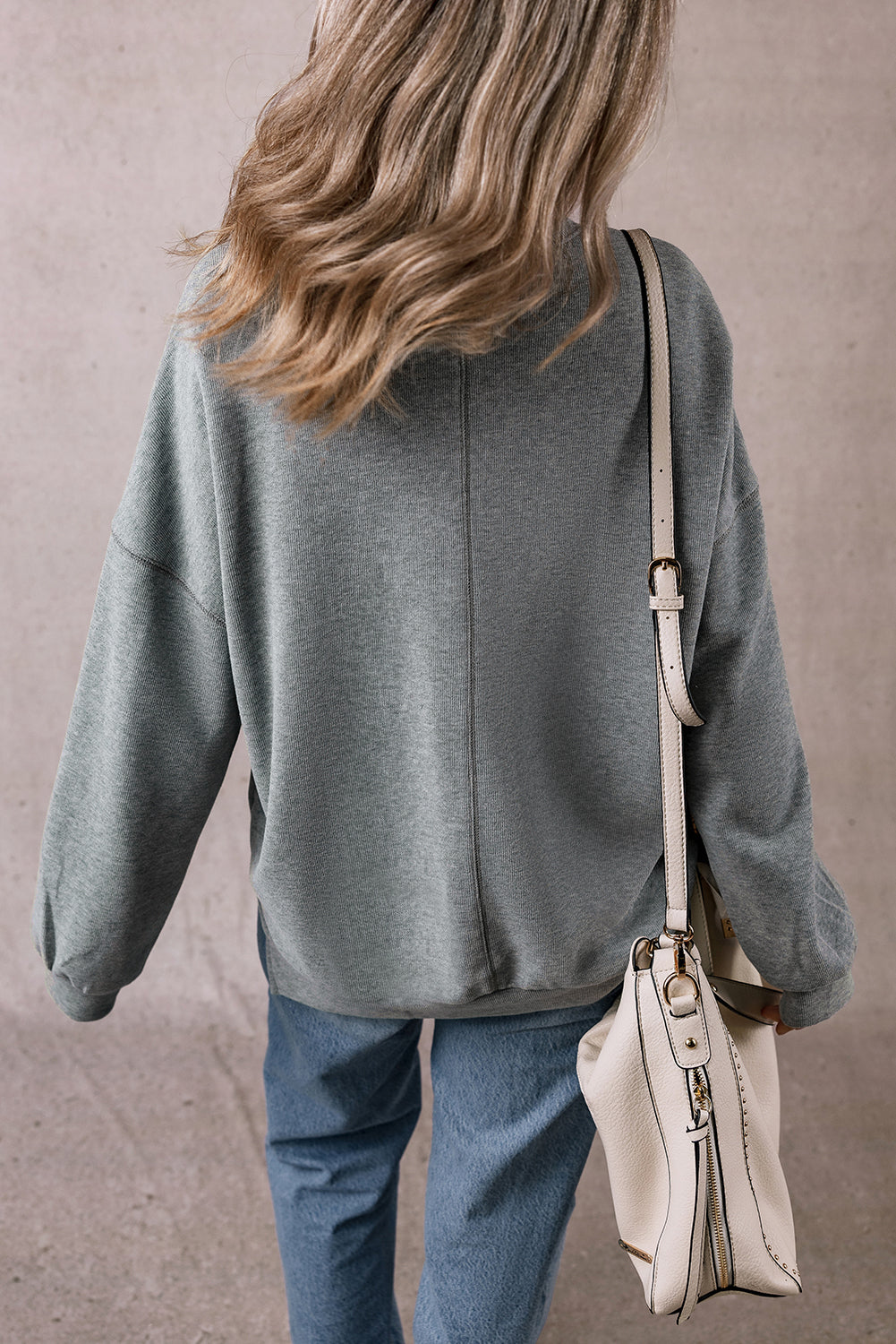 Medium Grey Side Split Drop Shoulder Oversized Sweatshirt-Tops/Sweatshirts & Hoodies-[Adult]-[Female]-2022 Online Blue Zone Planet