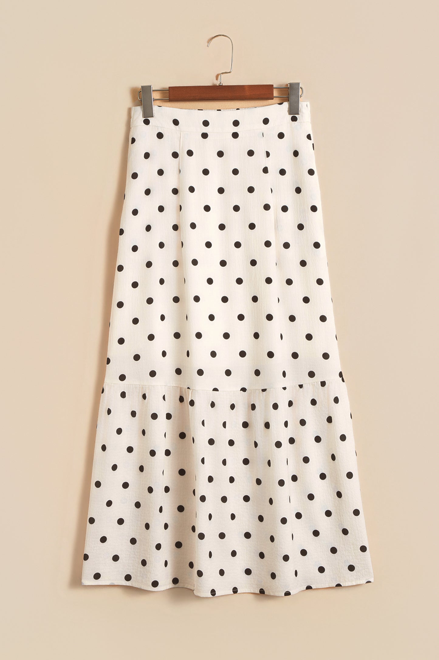 White Polka Dot Ruffled Slit Maxi Skirt-Bottoms/Skirts & Petticoat-[Adult]-[Female]-2022 Online Blue Zone Planet