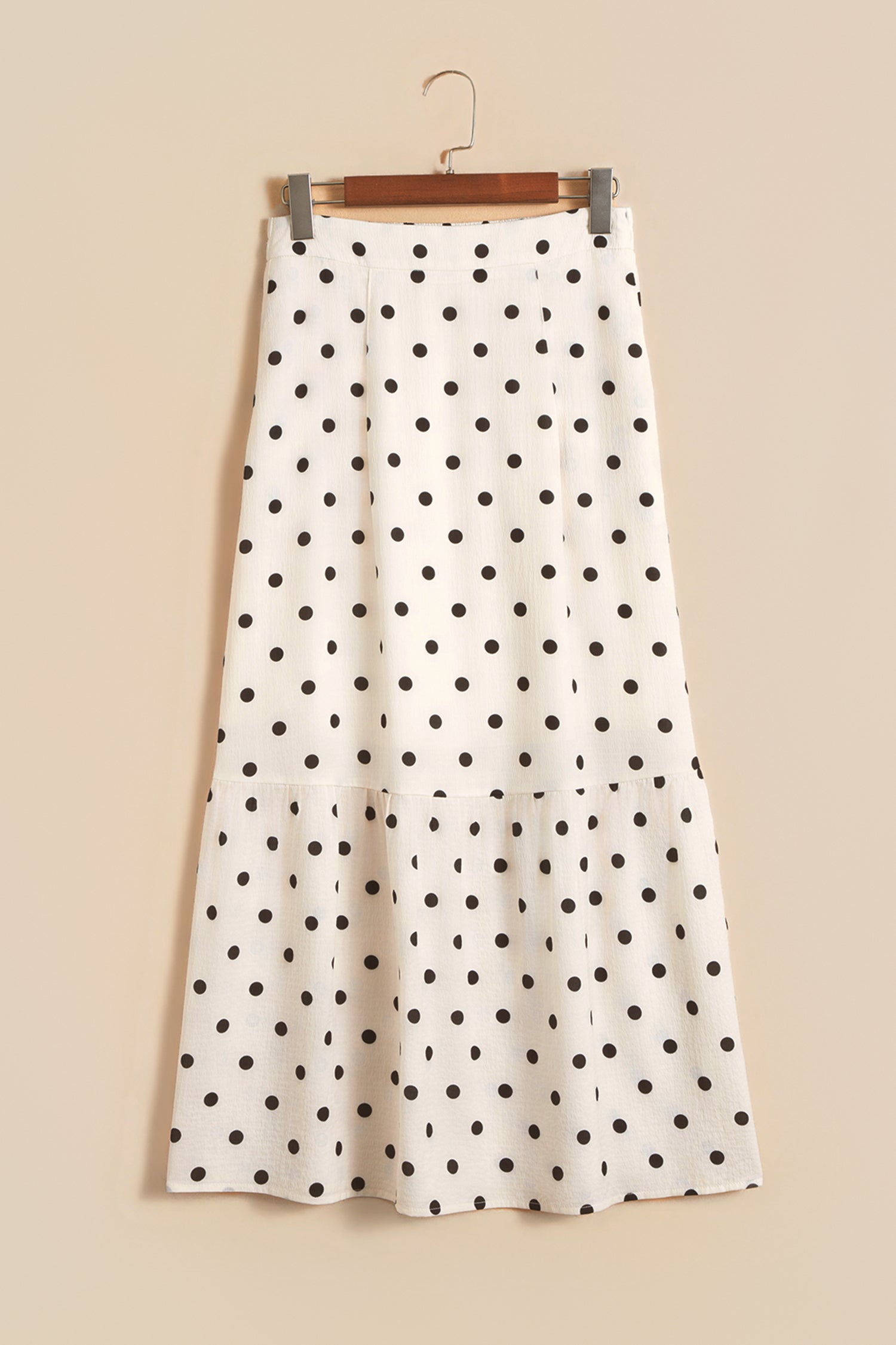 White Polka Dot Ruffled Slit Maxi Skirt-Bottoms/Skirts & Petticoat-[Adult]-[Female]-2022 Online Blue Zone Planet