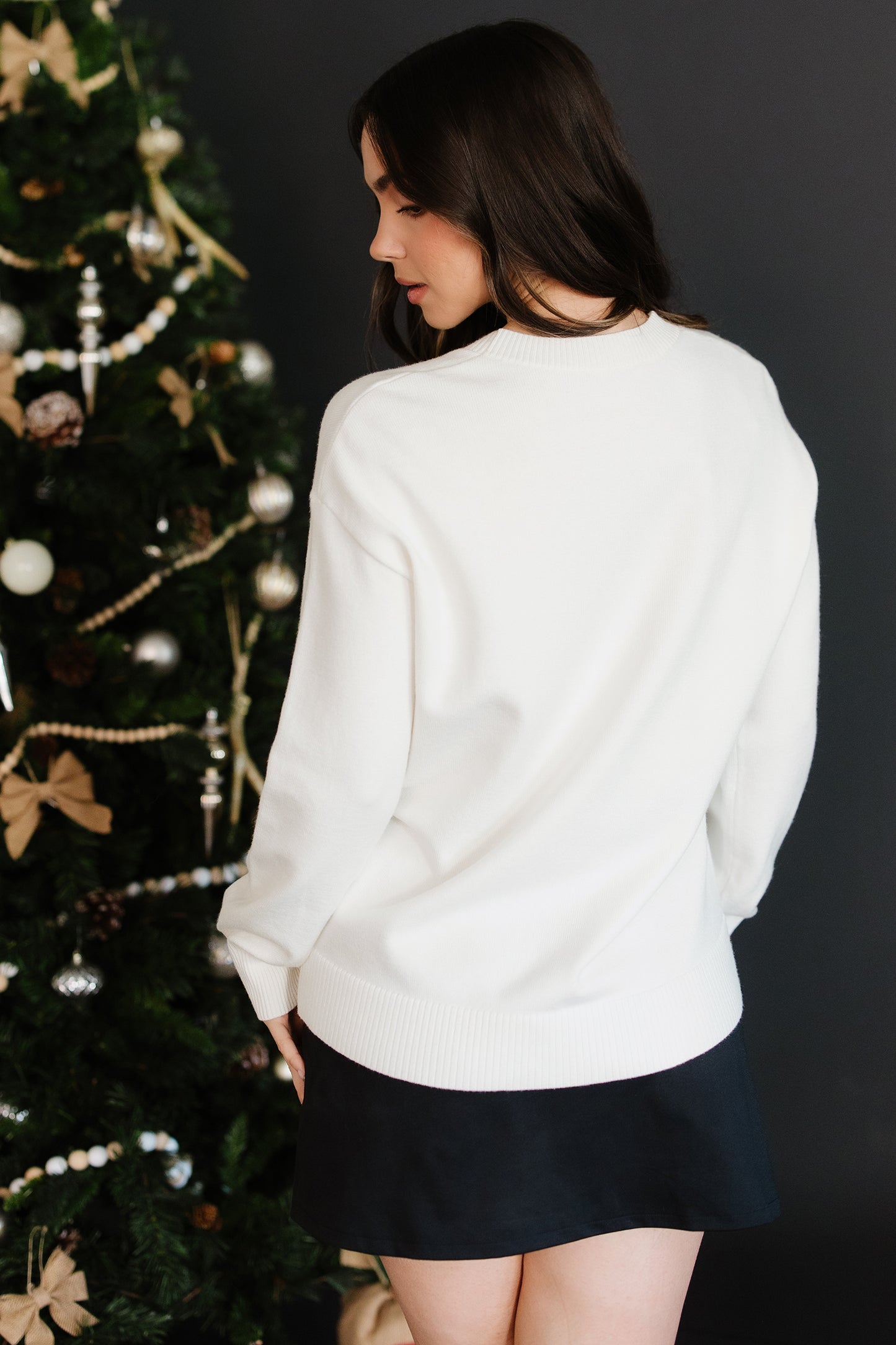 Beige Colorful Holly Jolly Christmas Knit Loose Sweater-TOPS / DRESSES-[Adult]-[Female]-2022 Online Blue Zone Planet