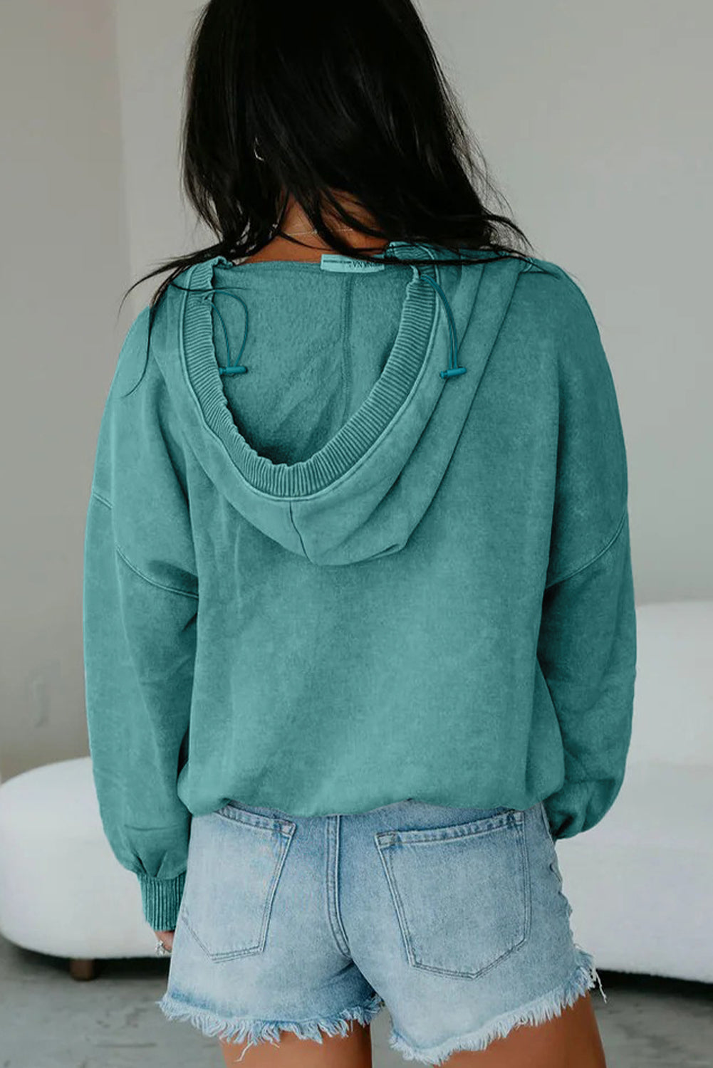 Canton Half Zip Kangaroo Pocket Mineral Wash Baggy Hoodie-Tops / Dresses-[Adult]-[Female]-2022 Online Blue Zone Planet