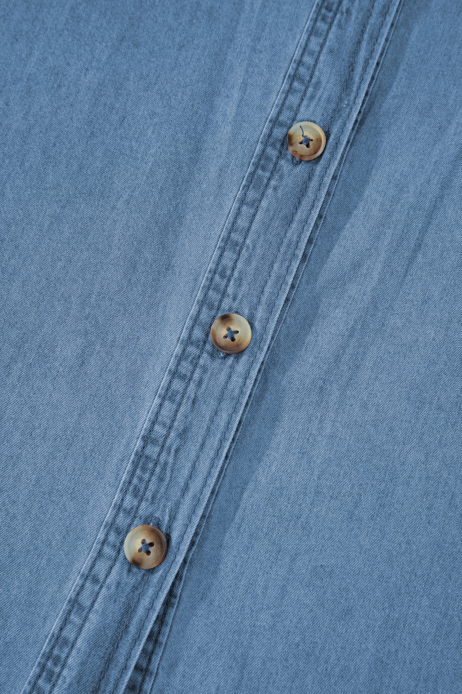 Myosotis Buttoned Down Slim Denim Shirt-Tops/Blouses & Shirts-[Adult]-[Female]-2022 Online Blue Zone Planet