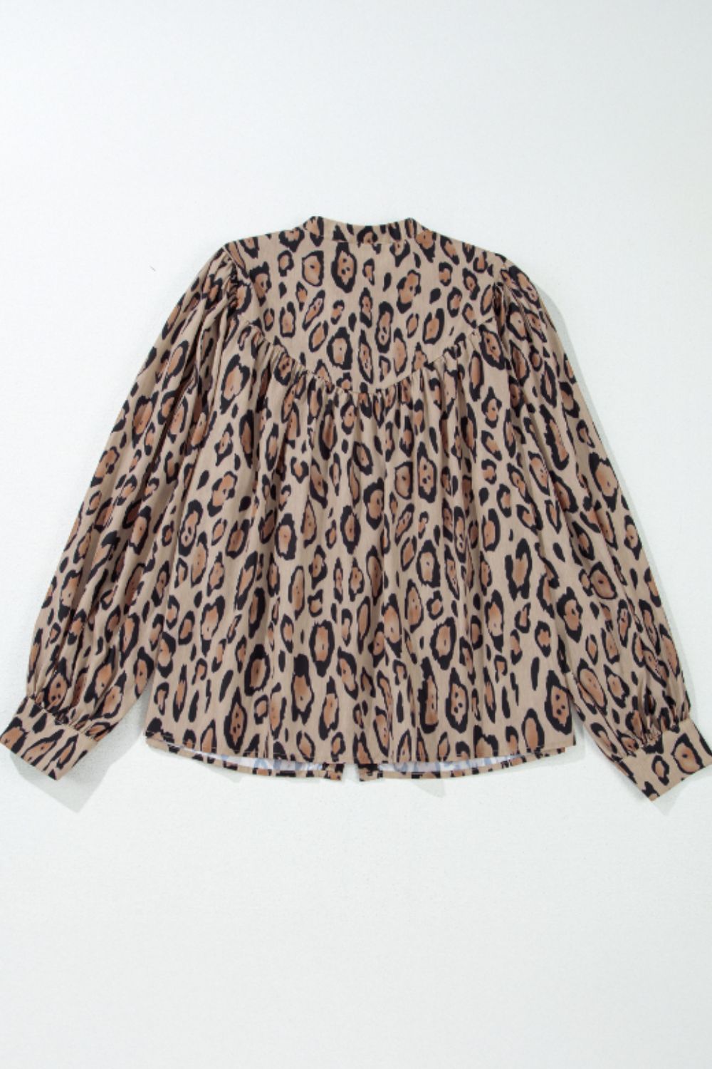 Blue Zone Planet | Leopard Notched Long Sleeve Blouse-TOPS / DRESSES-[Adult]-[Female]-2022 Online Blue Zone Planet