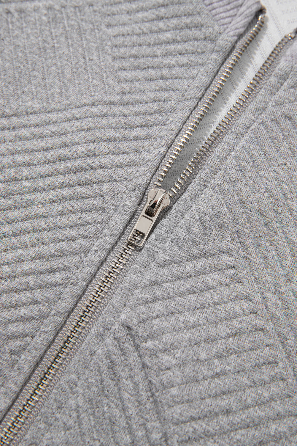 Medium Grey Trendy Textured Half Zip Loose Sweatshirt-Tops/Sweatshirts & Hoodies-[Adult]-[Female]-2022 Online Blue Zone Planet