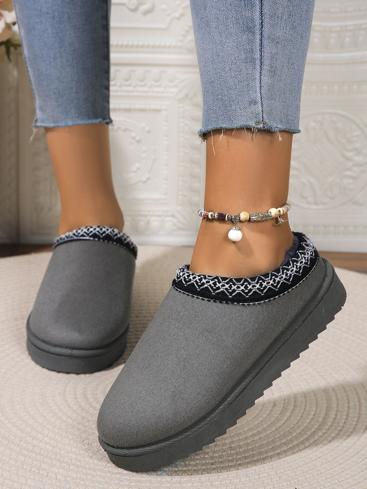 Blue Zone Planet | Round Toe Platform Slippers-SHOES-[Adult]-[Female]-Dark Gray-36(US5)-2022 Online Blue Zone Planet