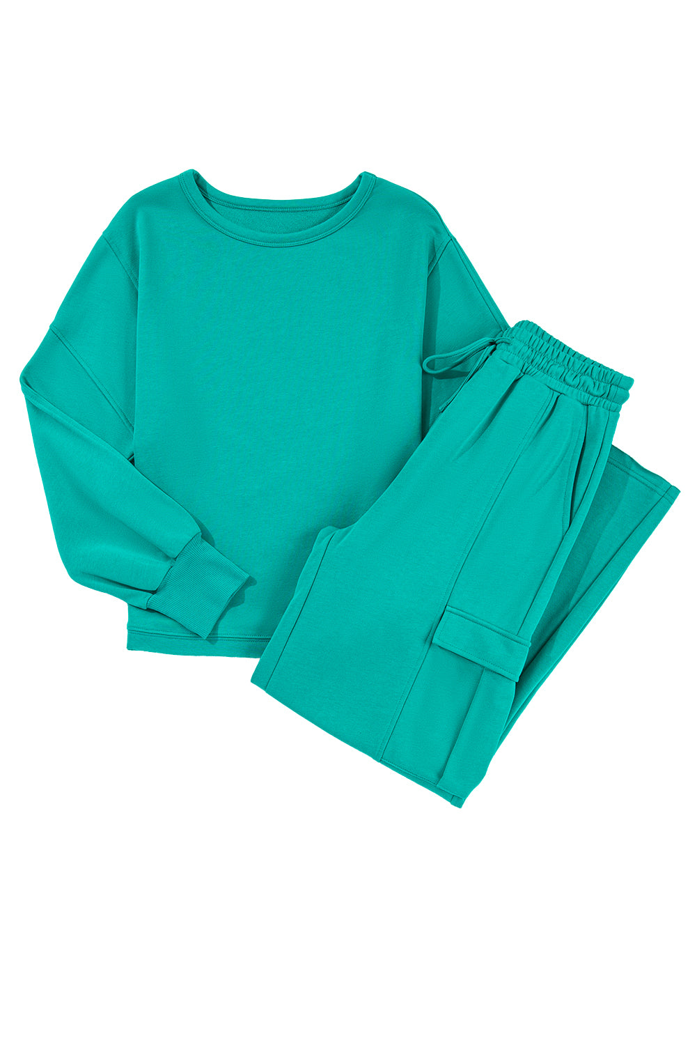 Blue Zone Planet | Solid Color Pullover Top and Cargo Pants Set-Two Piece Sets/Pant Sets-[Adult]-[Female]-2022 Online Blue Zone Planet