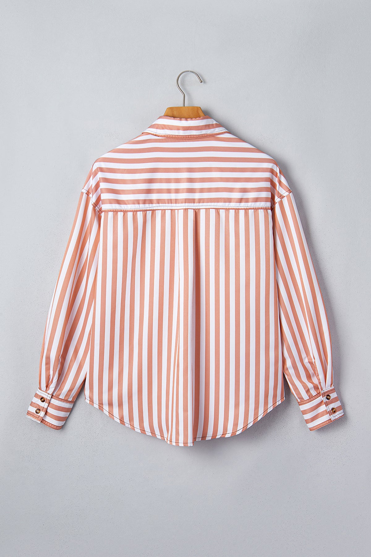 Brown Stripe Western Button Down Long Sleeve Casual Shirt-Tops/Blouses & Shirts-[Adult]-[Female]-2022 Online Blue Zone Planet