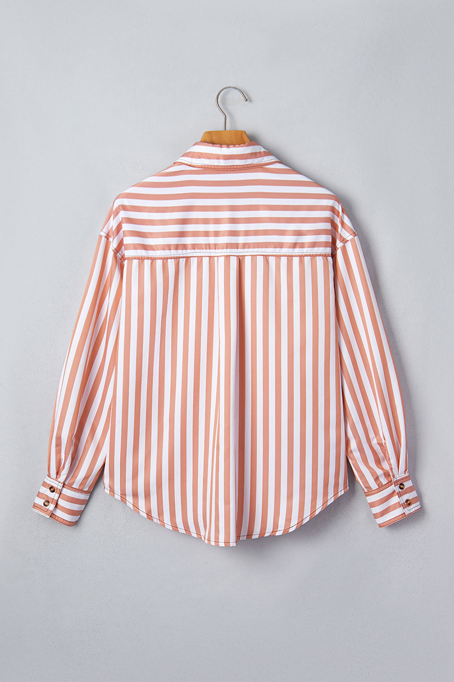 Brown Stripe Western Button Down Long Sleeve Casual Shirt-Tops/Blouses & Shirts-[Adult]-[Female]-2022 Online Blue Zone Planet