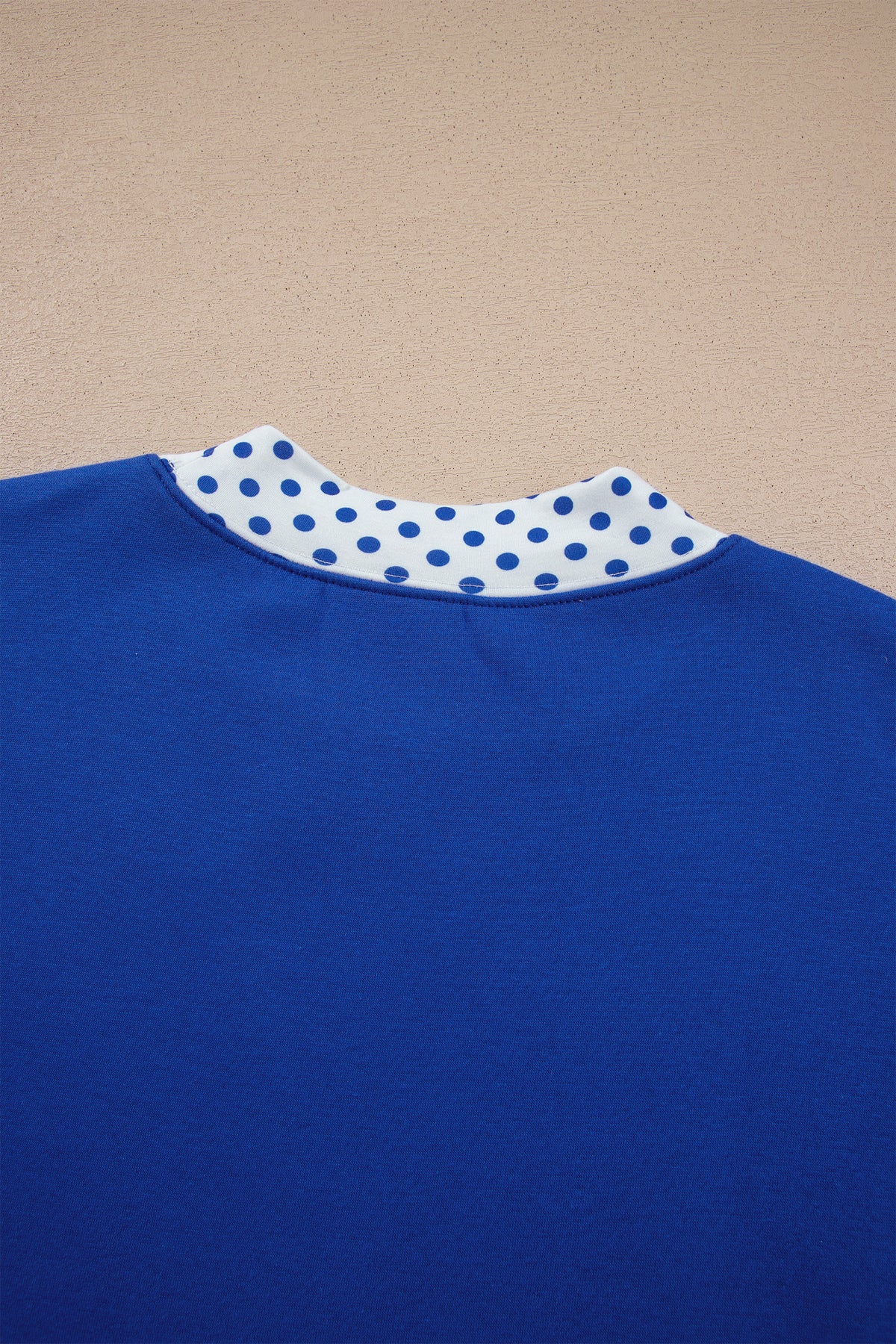 Dark Blue Polka Dot Trim Baggy Pullover 2pcs Short Set-Two Piece Sets/Short Sets-[Adult]-[Female]-2022 Online Blue Zone Planet