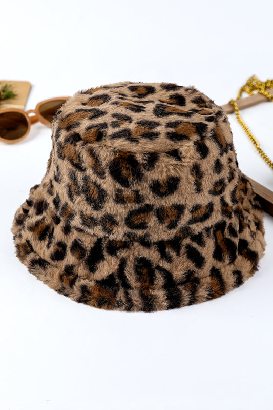 Thai Curry Leopard Plush Wide Brim Winter Fisherman Hat-Hats-[Adult]-[Female]-Thai Curry-ONE SIZE-2022 Online Blue Zone Planet