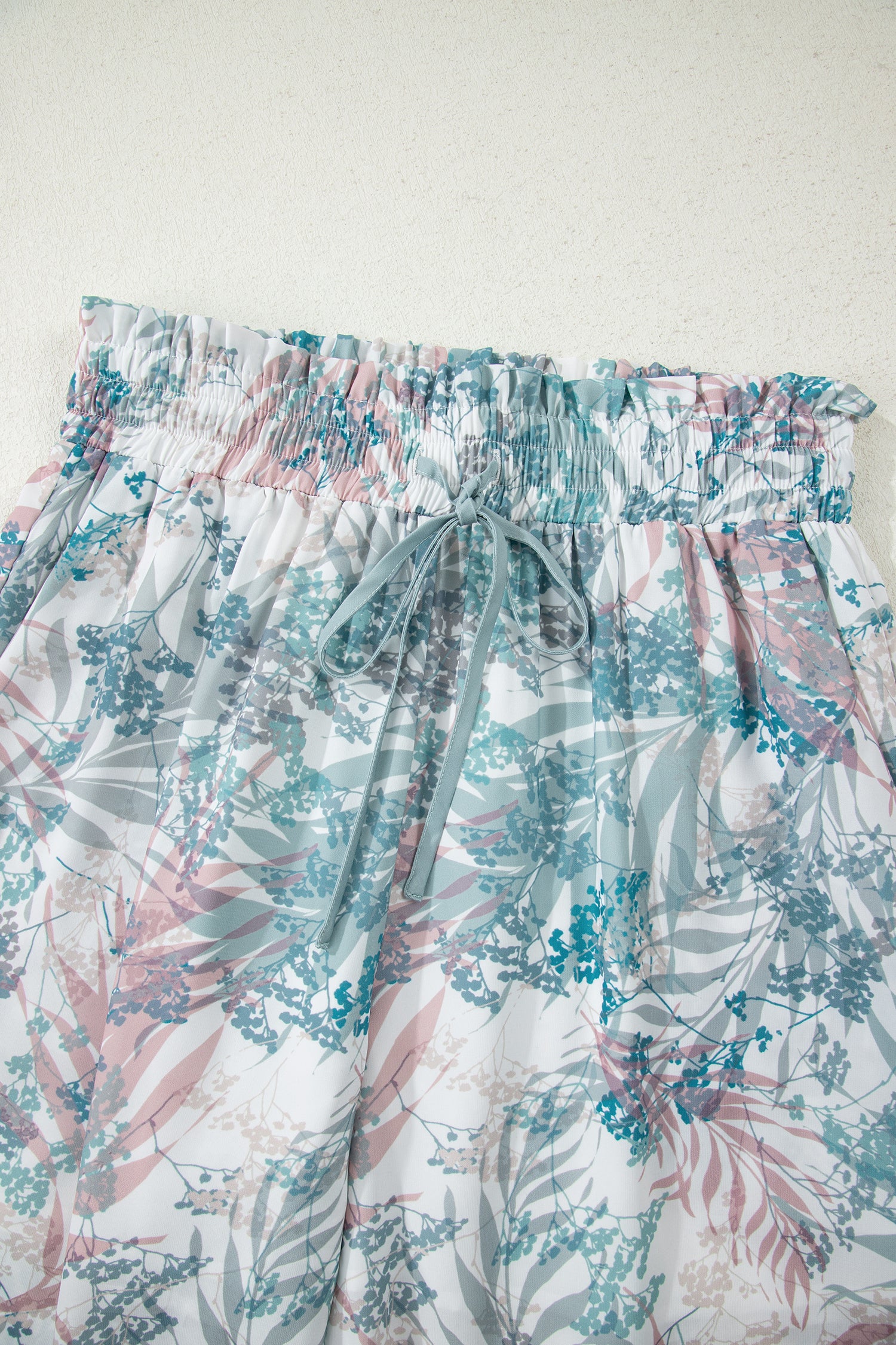 Green Tropical Palm Printed Cropped Tank Drawstring Wide Leg Pant Set-Two Piece Sets/Pant Sets-[Adult]-[Female]-2022 Online Blue Zone Planet