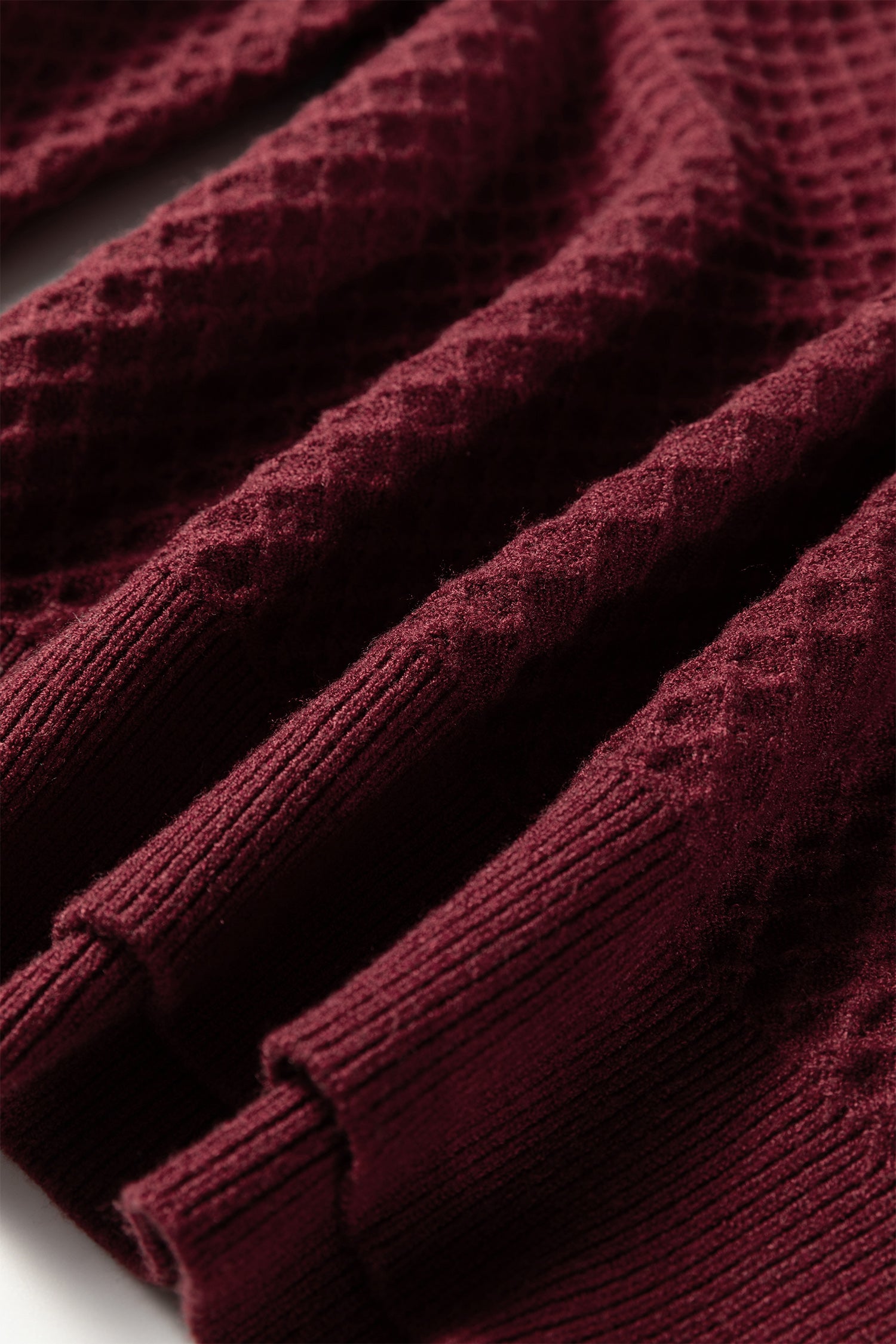 Burgundy Contrast Lace Frilled Trim Raglan Sleeve Sweater-TOPS / DRESSES-[Adult]-[Female]-2022 Online Blue Zone Planet