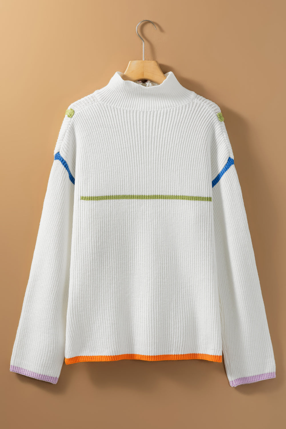 Contrast Half Zip Drop Shoulder Sweater-TOPS / DRESSES-[Adult]-[Female]-2022 Online Blue Zone Planet