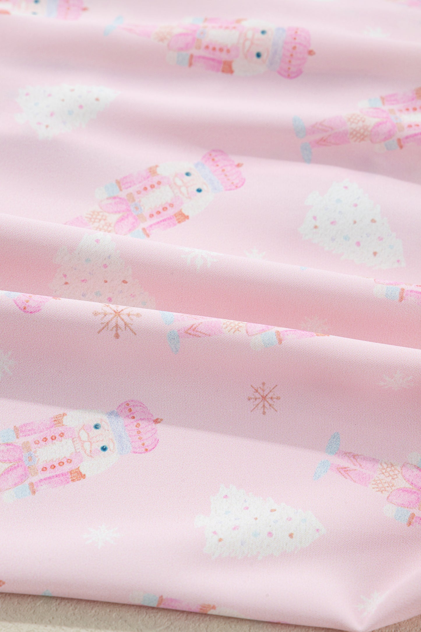 Pink Bow Tie Front Christmas Nutcracker Long Sleeve Shirt Shorts Pajama Set-Loungewear & Sleepwear/Sleepwear-[Adult]-[Female]-2022 Online Blue Zone Planet