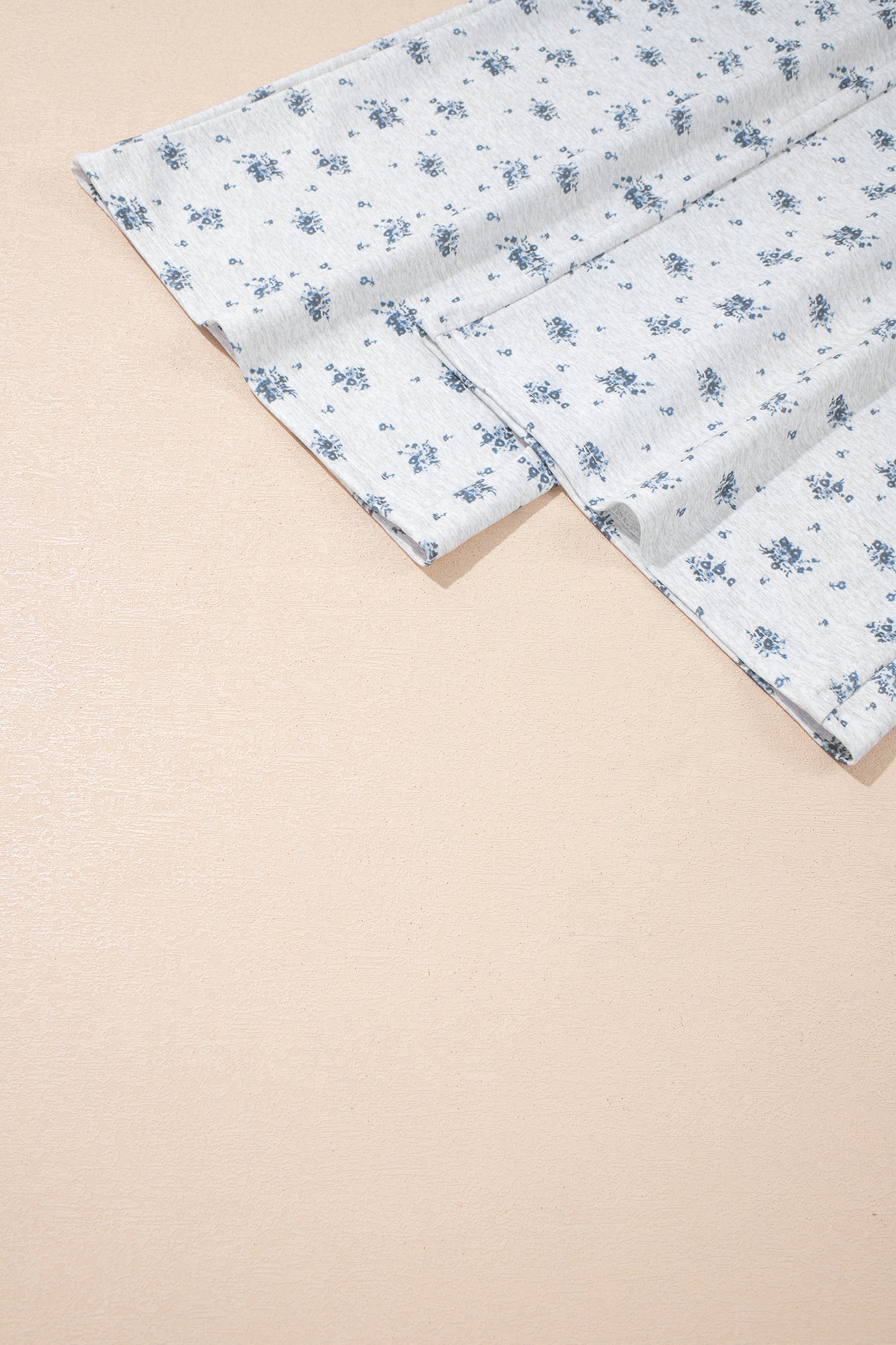 Gray Floral Print Elastic Waist Full Length Regular Pants-Bottoms/Pants & Culotte-[Adult]-[Female]-2022 Online Blue Zone Planet