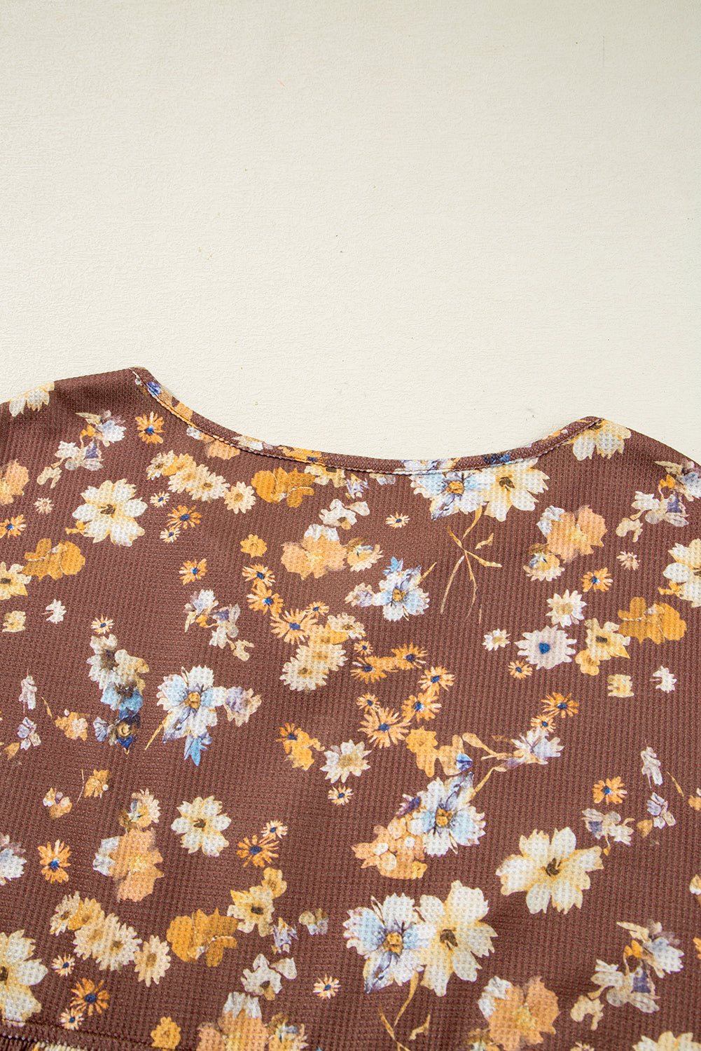 Khaki Floral Textured Tied Neck Long Sleeve Plus Size Babydoll Blouse-Plus Size/Plus Size Tops/Plus Size Blouses & Shirts-[Adult]-[Female]-2022 Online Blue Zone Planet