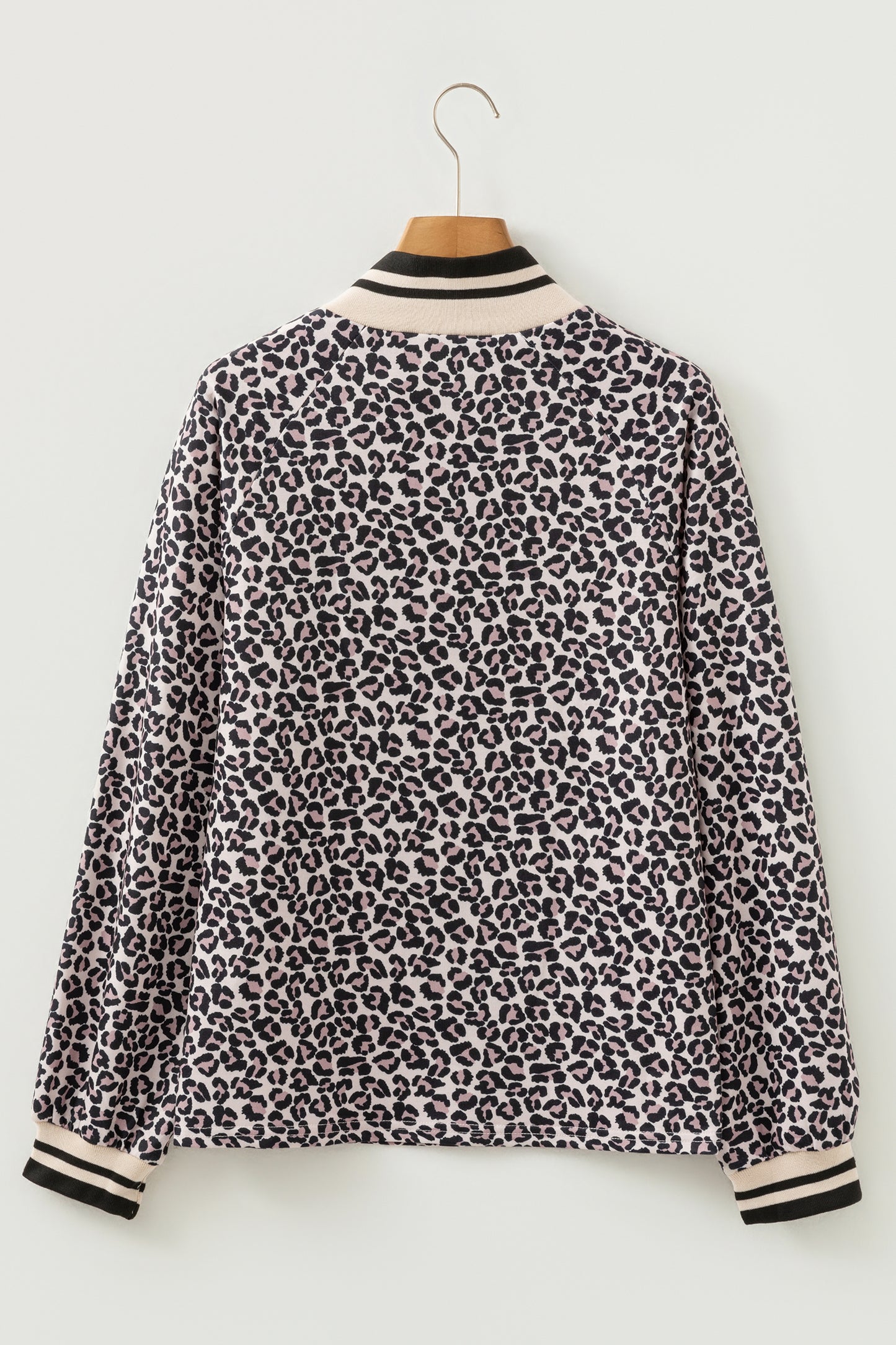 Khaki Leopard Print Half Zip Up Blouse-Tops/Blouses & Shirts-[Adult]-[Female]-2022 Online Blue Zone Planet