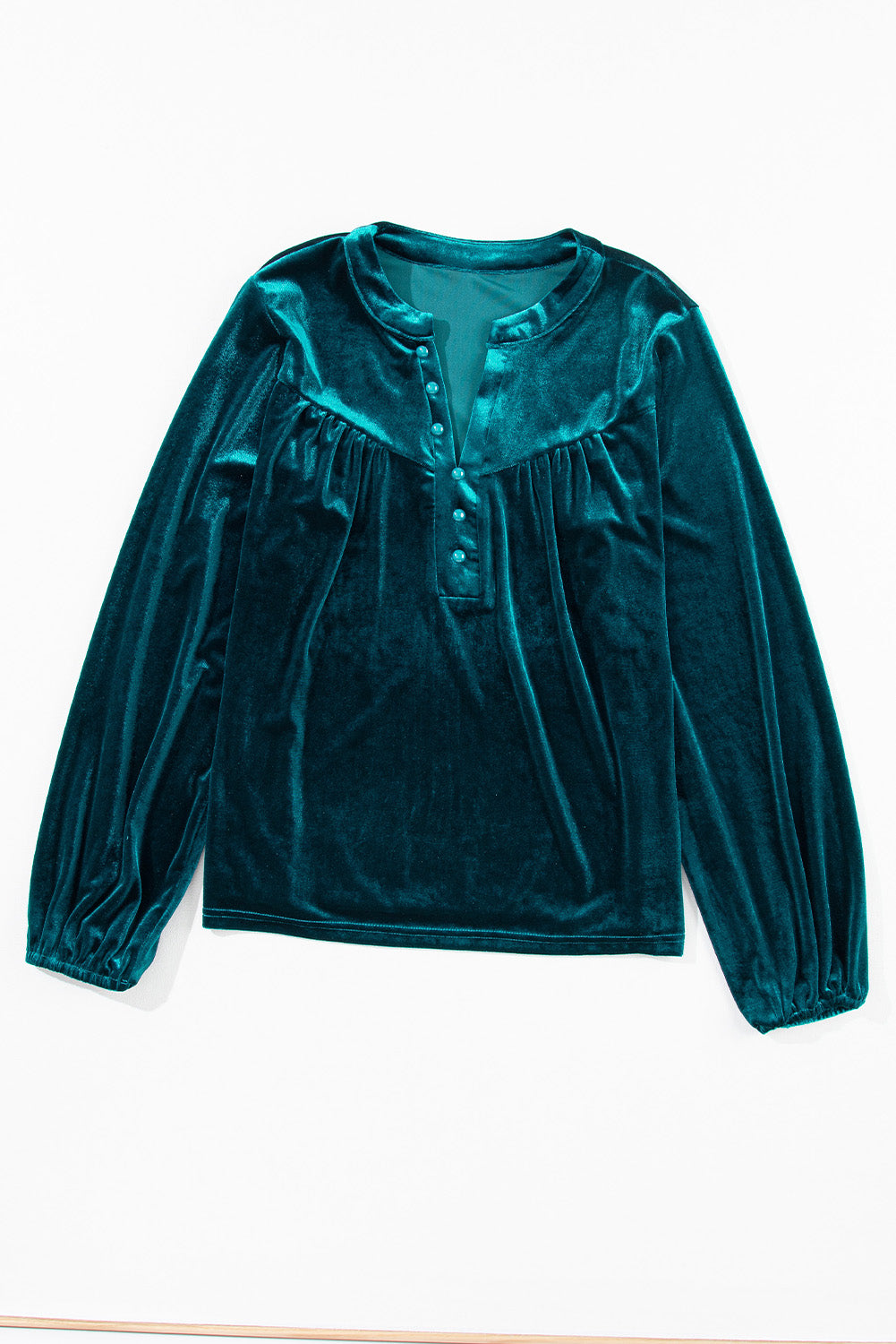 Blue Zone Planet | Notched Long Sleeve Velvet Top-TOPS / DRESSES-[Adult]-[Female]-2022 Online Blue Zone Planet