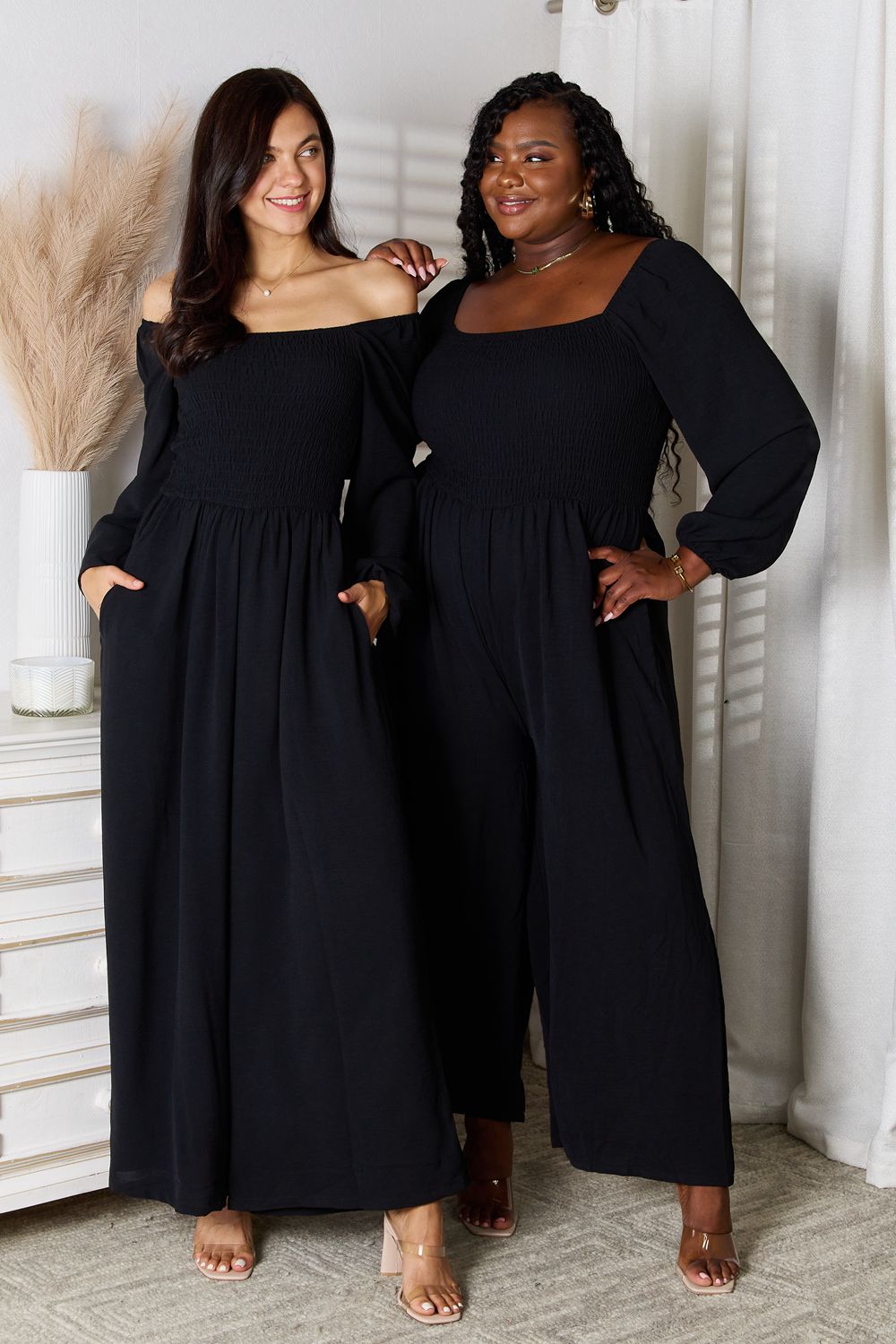 Double Take Square Neck Jumpsuit with Pockets-TOPS / DRESSES-[Adult]-[Female]-2022 Online Blue Zone Planet