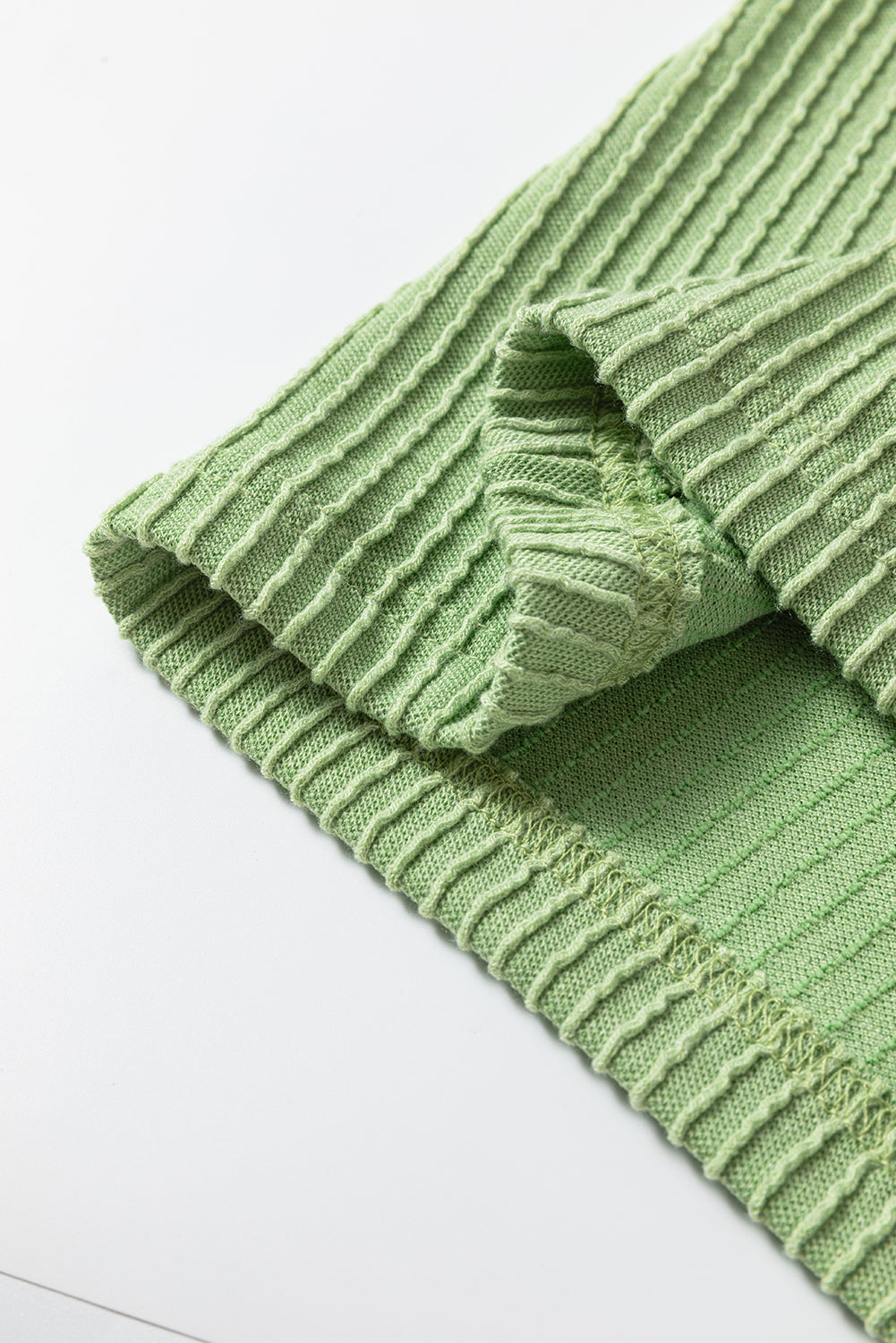 Grass Green Color Block Corded Knit Crew Neck Tee-Tops/Tops & Tees-[Adult]-[Female]-2022 Online Blue Zone Planet