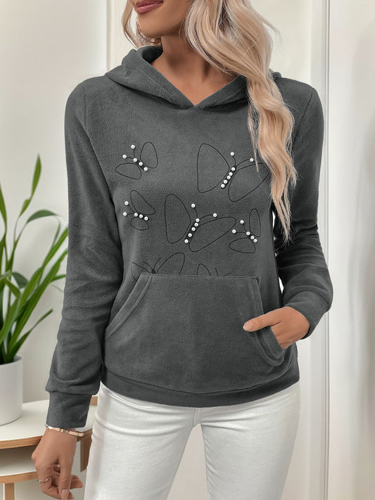 Perfee Pearl Butterfly Long Sleeve Hoodie-TOPS / DRESSES-[Adult]-[Female]-Dark Gray-S-2022 Online Blue Zone Planet