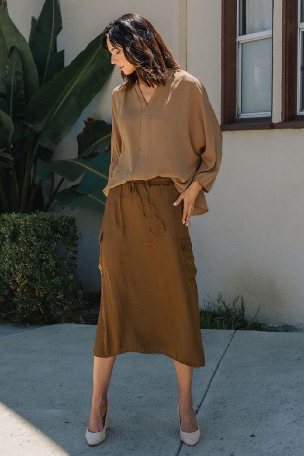 Annie Wear Notched Batwing Sleeve Blouse-TOPS / DRESSES-[Adult]-[Female]-2022 Online Blue Zone Planet