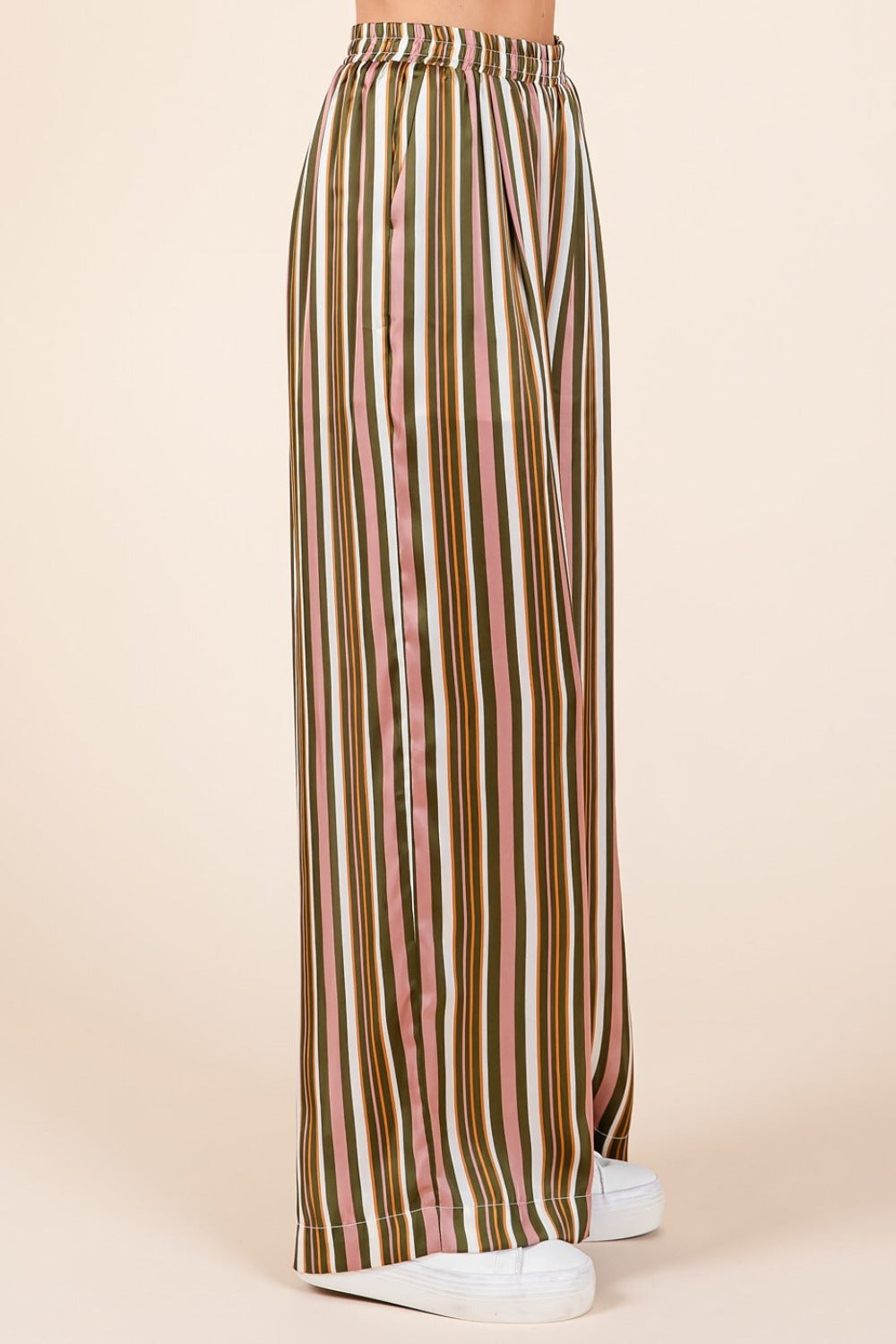 Mittoshop Striped Satin Elastic Waist Wide Leg Pants-BOTTOMS SIZES SMALL MEDIUM LARGE-[Adult]-[Female]-2022 Online Blue Zone Planet