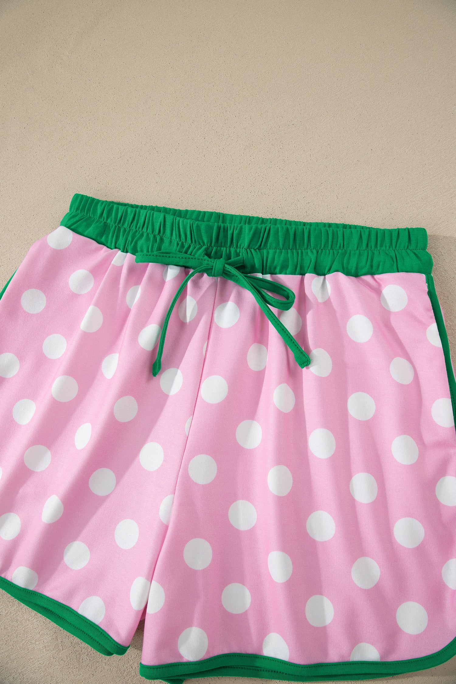 Pink Polka Dot Contrast Edge Casual Short Set-Two Piece Sets/Short Sets-[Adult]-[Female]-2022 Online Blue Zone Planet