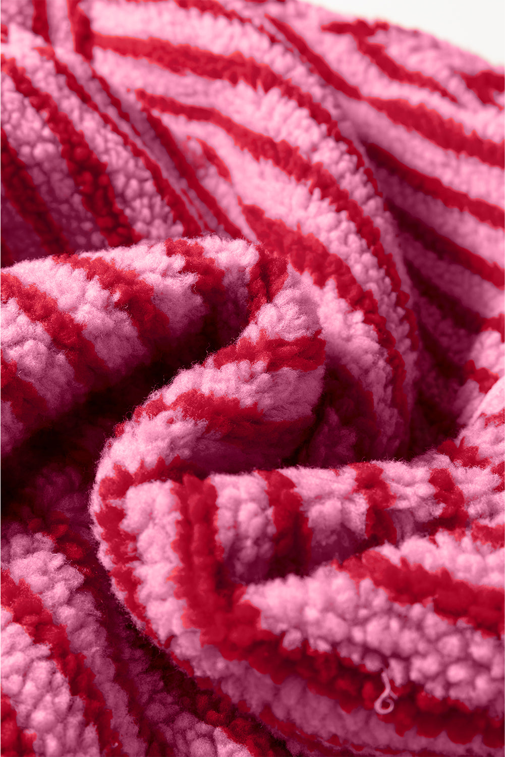 Pink Stripe Quarter Zip Fleece Oversize Sweatshirt-Tops/Sweatshirts & Hoodies-[Adult]-[Female]-2022 Online Blue Zone Planet