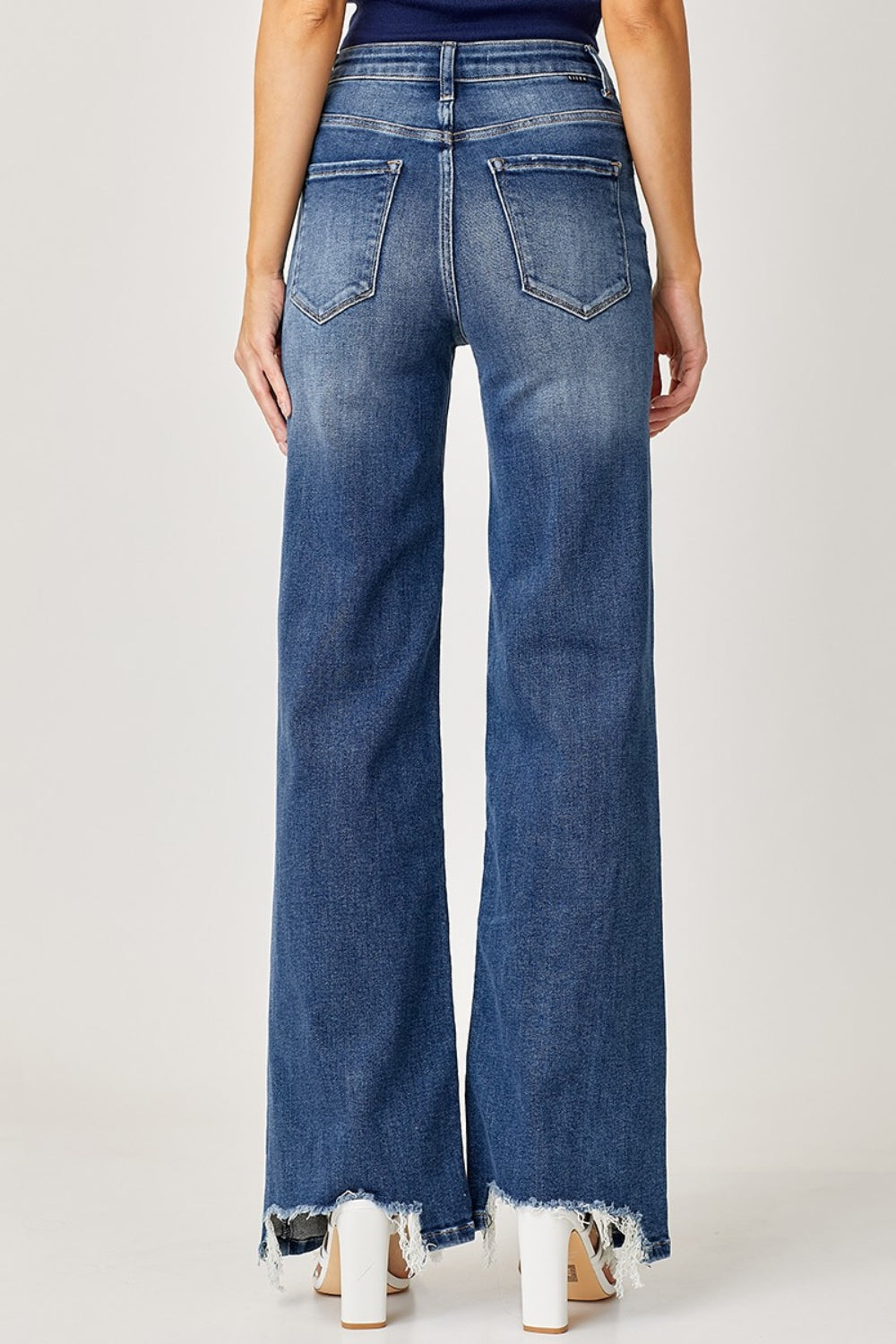 Blue Zone Planet | Risen Full Size High Rise Frayed Hem Wide Leg Jeans-TOPS / DRESSES-[Adult]-[Female]-2022 Online Blue Zone Planet