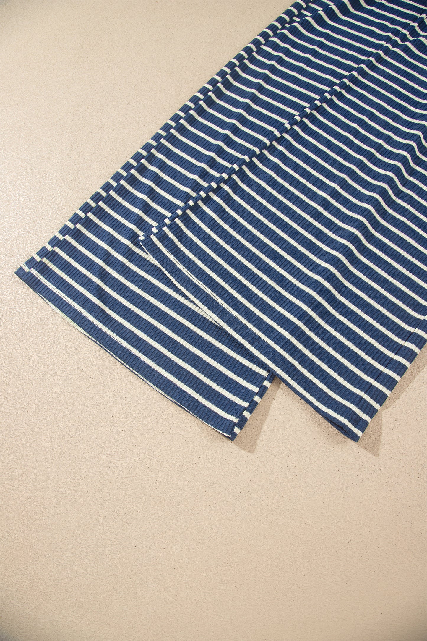 Blue Stripe Color Block Patchwork Zip V Neck Pullover Loose Pants 2pcs Set-Two Piece Sets/Pant Sets-[Adult]-[Female]-2022 Online Blue Zone Planet