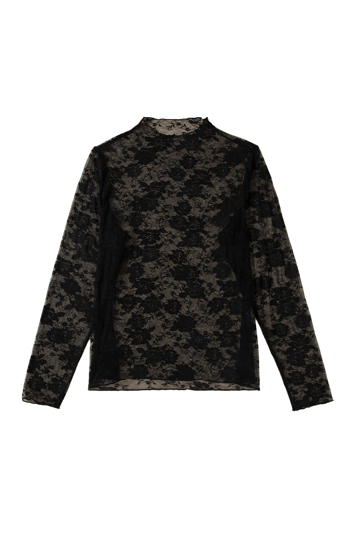Black Plus Size Floral Mesh Long Sleeve Top-Plus Size/Plus Size Tops/Plus Size Long Sleeve Tops-[Adult]-[Female]-2022 Online Blue Zone Planet