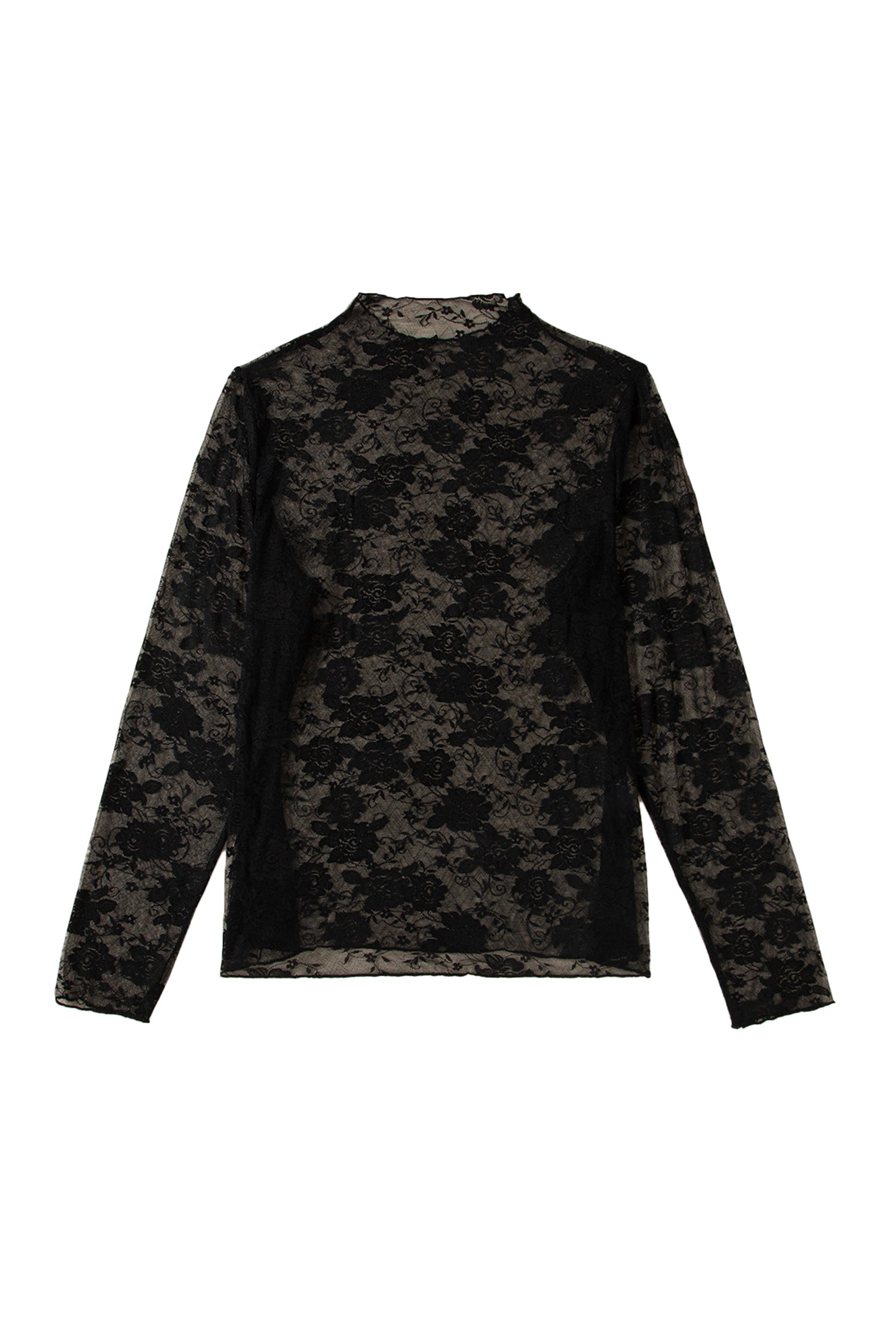 Black Plus Size Floral Mesh Long Sleeve Top-Plus Size/Plus Size Tops/Plus Size Long Sleeve Tops-[Adult]-[Female]-2022 Online Blue Zone Planet