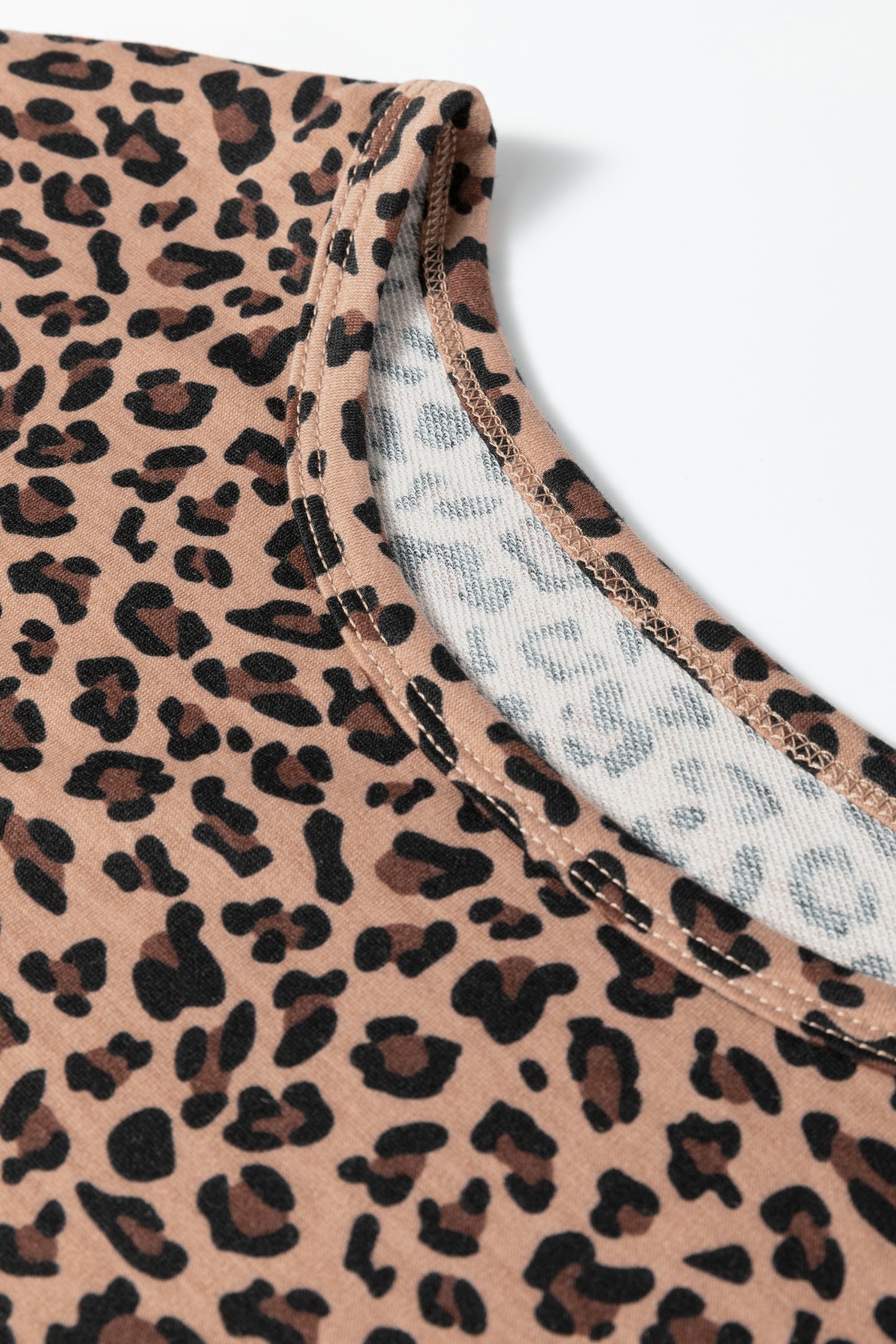 Brown Leopard Loose Tee Drawstring Waist Barrel Pants Set-Two Piece Sets/Pant Sets-[Adult]-[Female]-2022 Online Blue Zone Planet