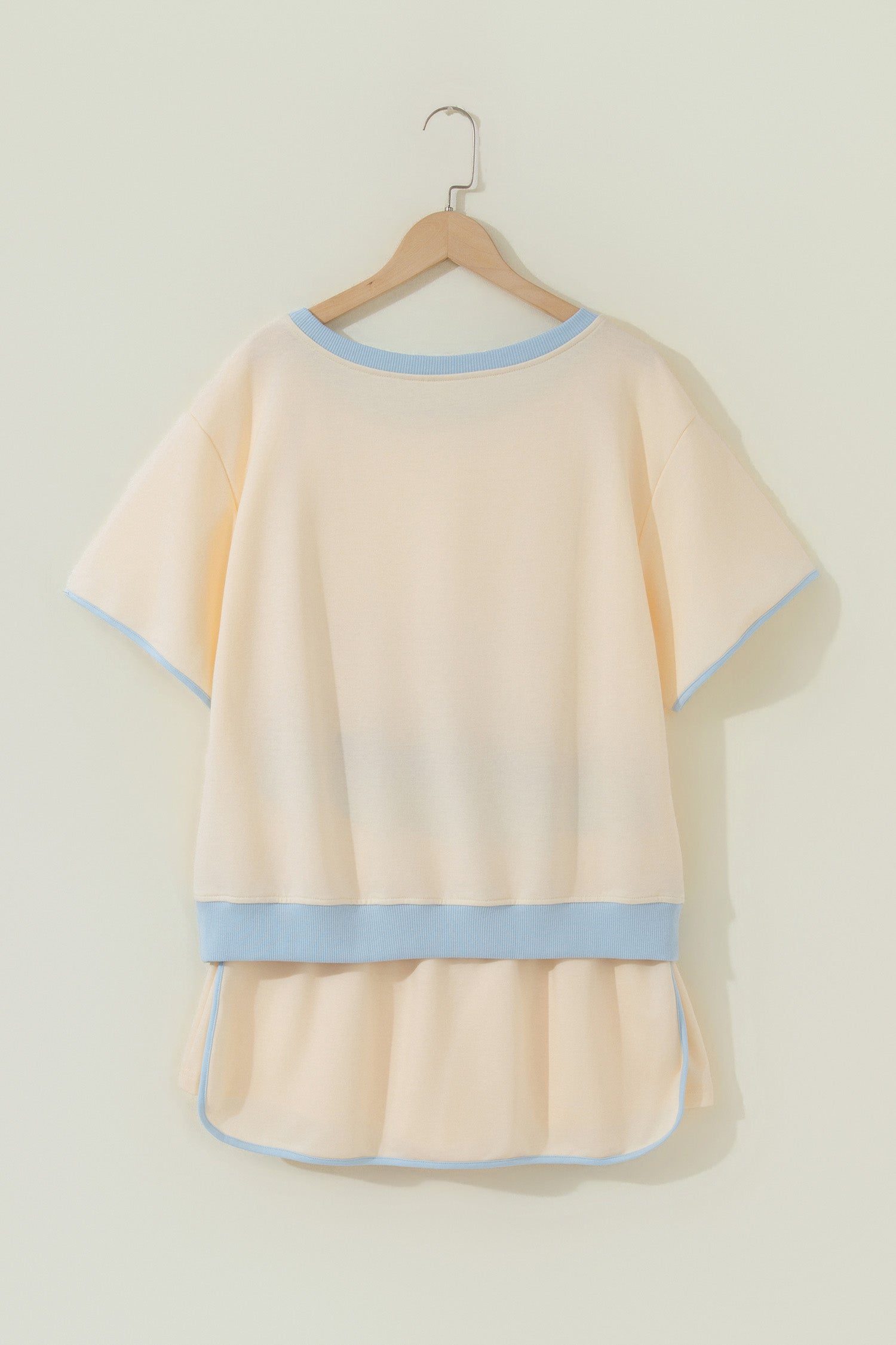 Apricot Colorblock Edge Drop Shoulder T Shirt and Skort 2Pcs Set-Two Piece Sets/Two Piece Dresses-[Adult]-[Female]-2022 Online Blue Zone Planet
