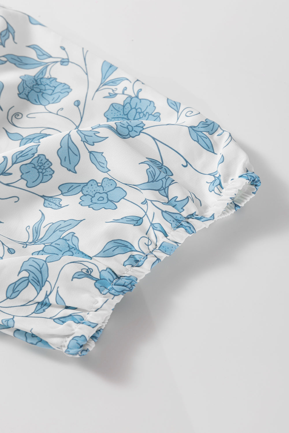 Sky Blue Floral Contrast Bow Puff Sleeve Mini Dress-TOPS / DRESSES-[Adult]-[Female]-2022 Online Blue Zone Planet