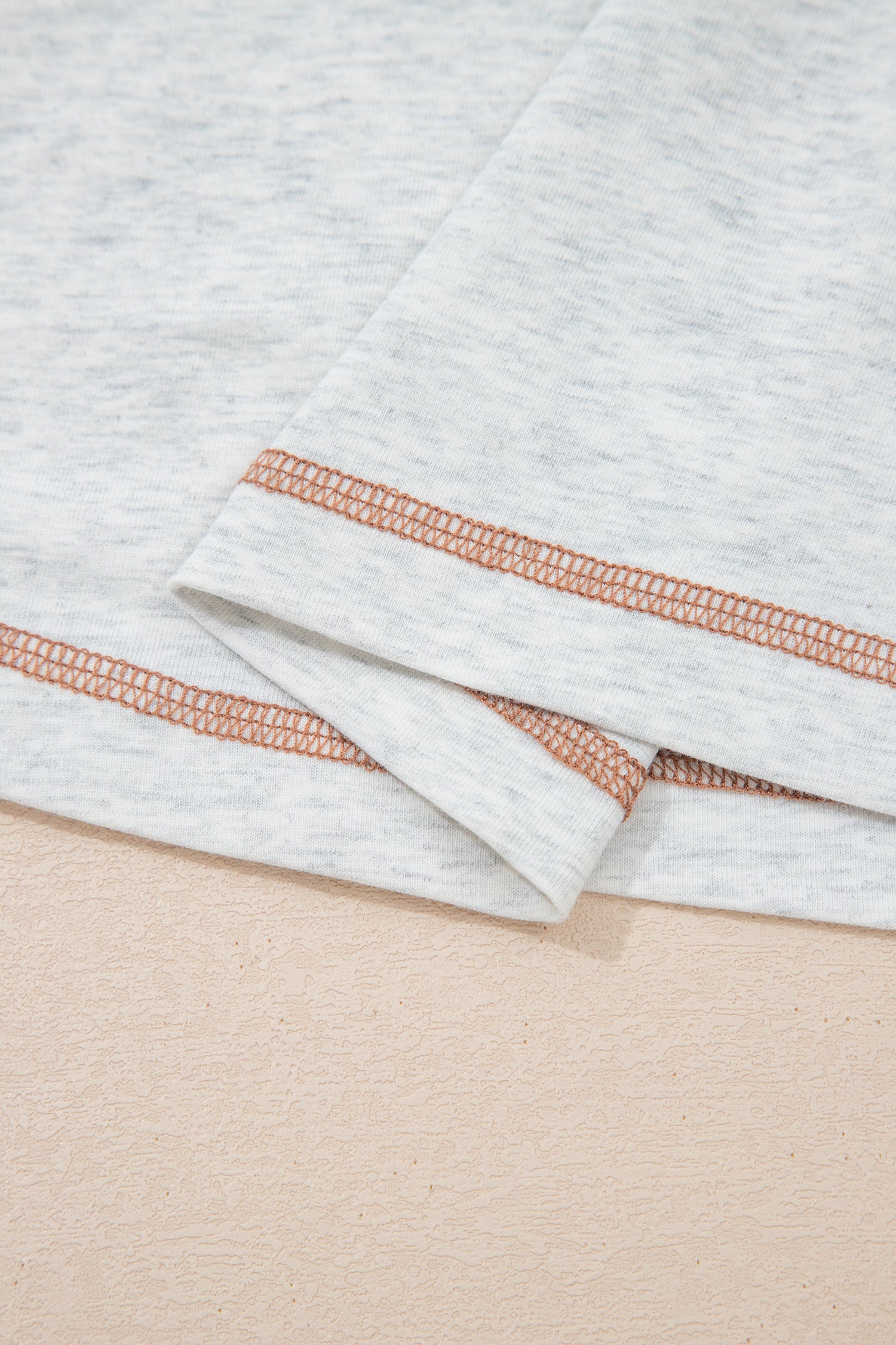 Light Grey Raw Seam Color Block Detail Buttoned Henley Tee-Tops/Tops & Tees-[Adult]-[Female]-2022 Online Blue Zone Planet