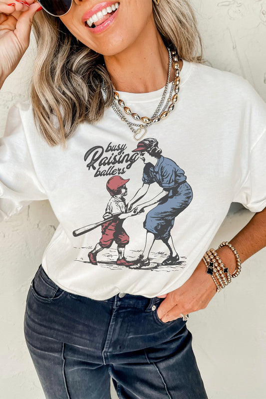 White Busy Raising Ballers Cool Mom Tee-Graphic/Graphic Tees-[Adult]-[Female]-White-S-2022 Online Blue Zone Planet