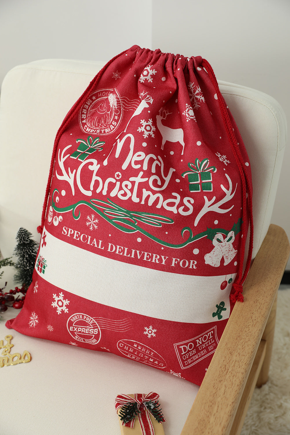 Red Christmas Drawstring Large Gift Bag 50*70cm-Accessories & Jewelry-[Adult]-[Female]-2022 Online Blue Zone Planet