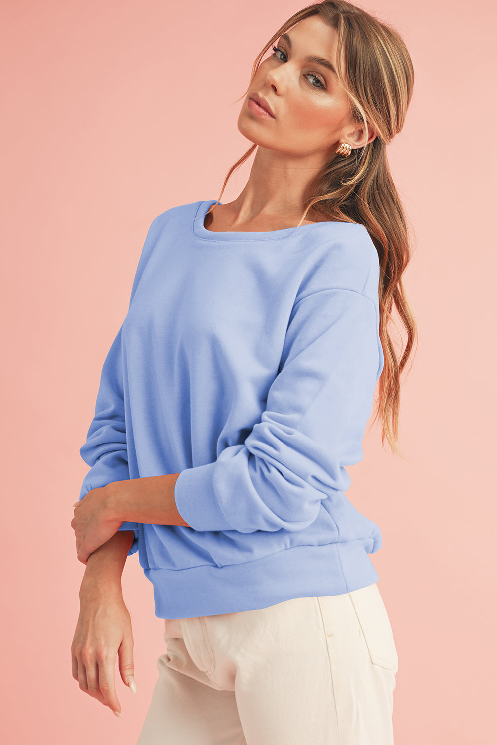 Pale Chestnut Bowknot Dewback Round Neck Sweatshirt-Sweatshirts & Hoodies-[Adult]-[Female]-2022 Online Blue Zone Planet