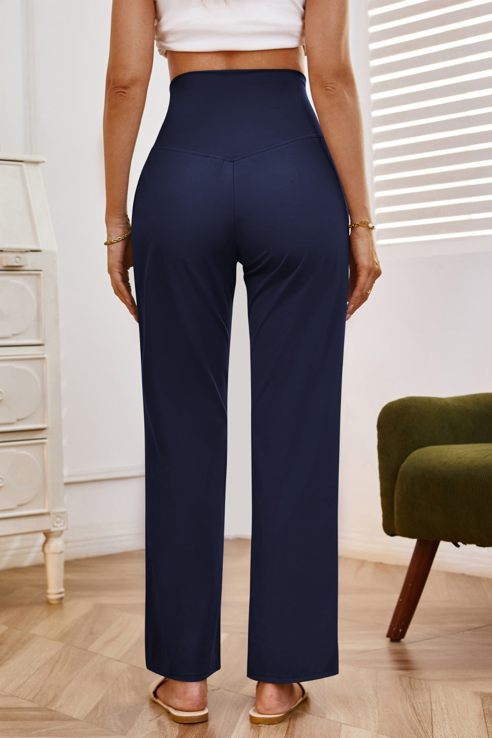 Blue Zone Planet | High Waist Wide Leg Pants with Pockets-TOPS / DRESSES-[Adult]-[Female]-2022 Online Blue Zone Planet