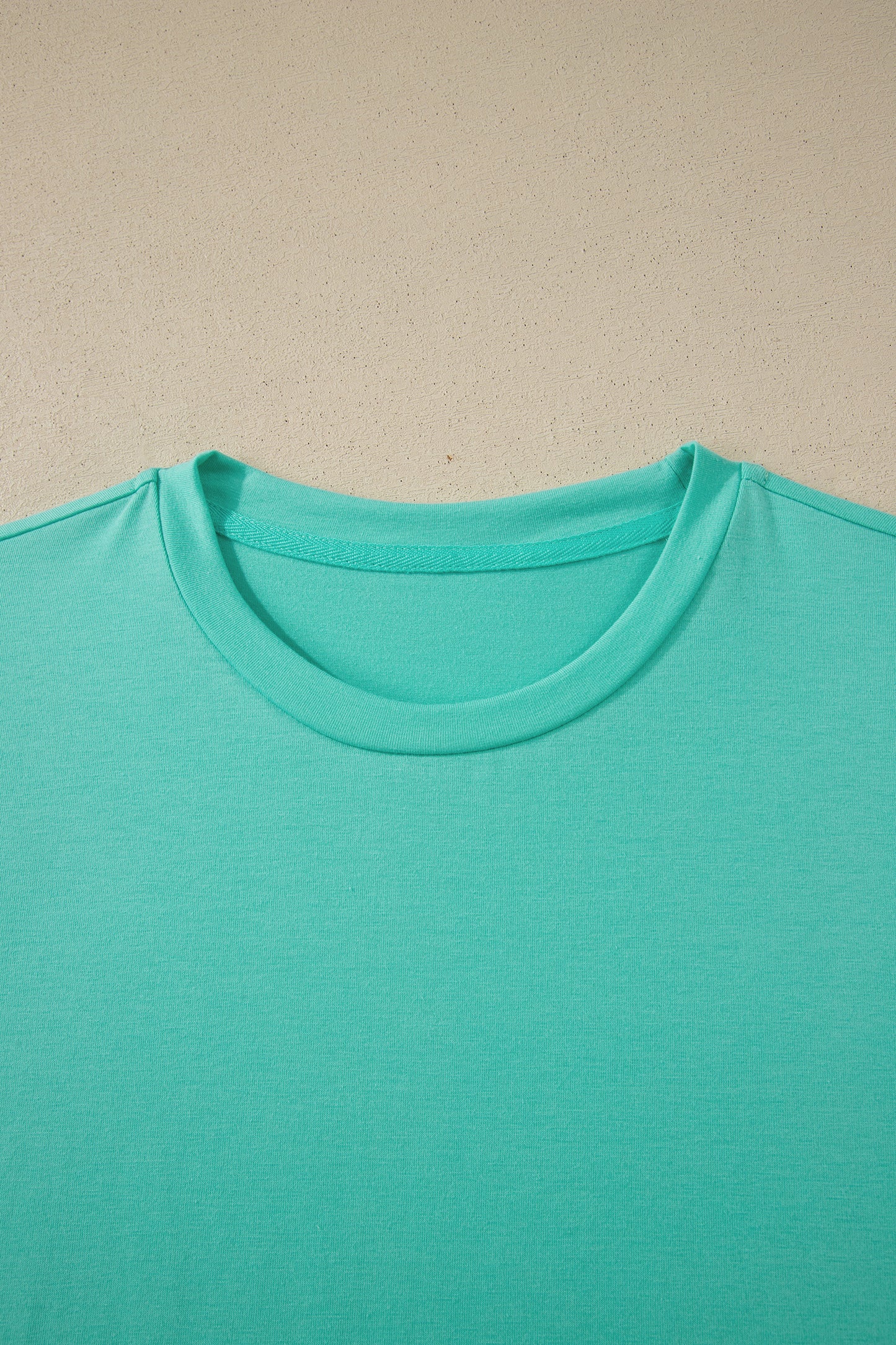 Mint Green Casual Plain Crew Neck Tee-Tops/Tops & Tees-[Adult]-[Female]-2022 Online Blue Zone Planet